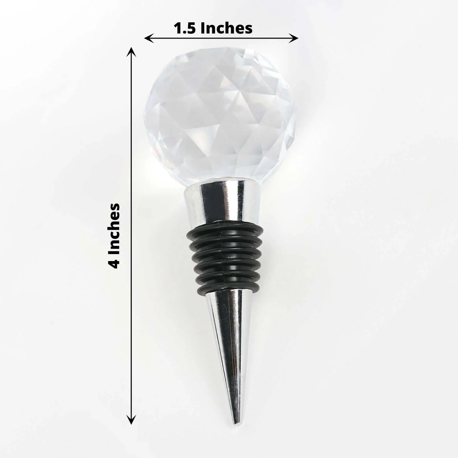 Crystal Glass Ball Metal Wine Bottle Stopper Plug Party Favor Gift Box - Clear Box, Thank You Card, and Ribbon Included - Image 3