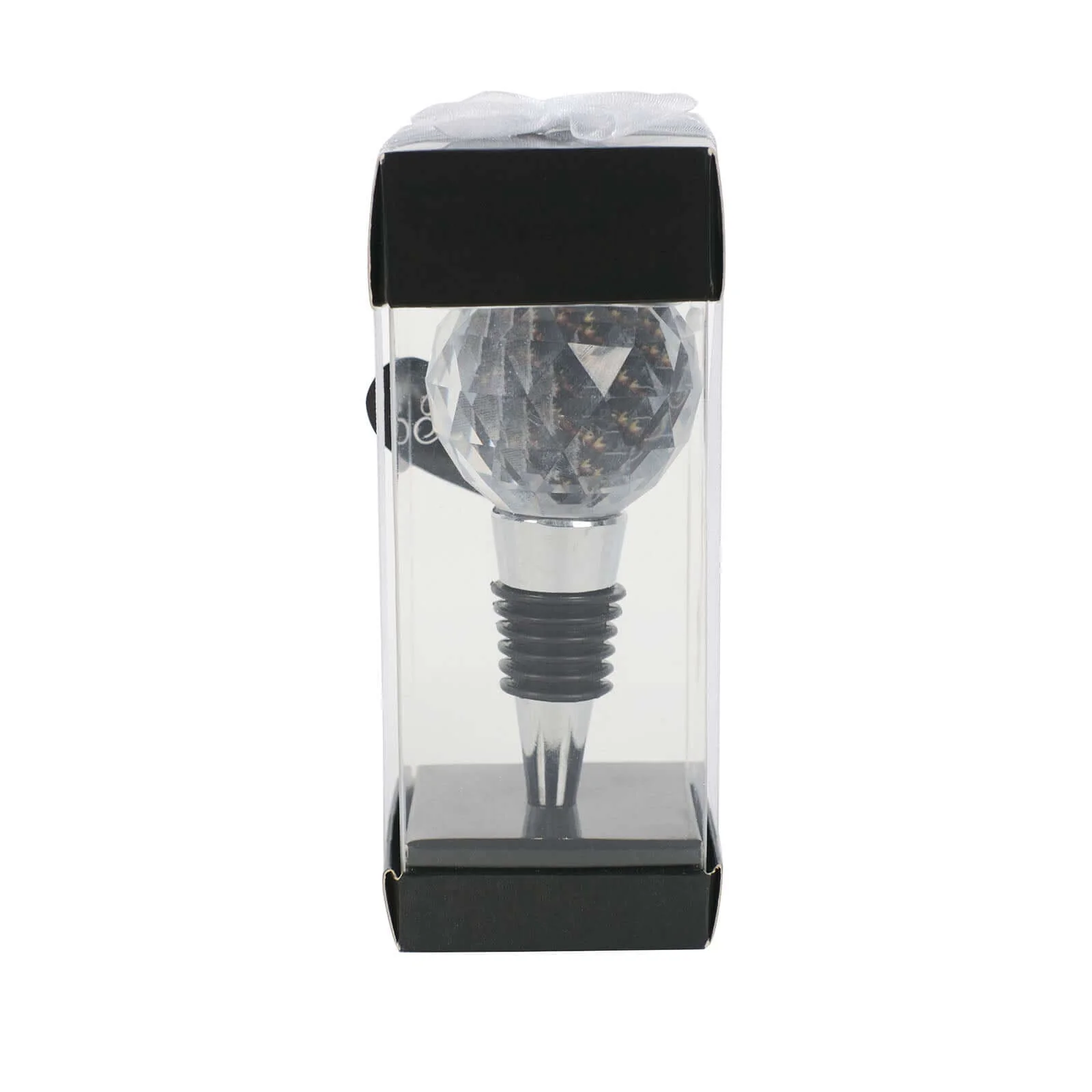 Crystal Glass Ball Metal Wine Bottle Stopper Plug Party Favor Gift Box - Clear Box, Thank You Card, and Ribbon Included - Image 7