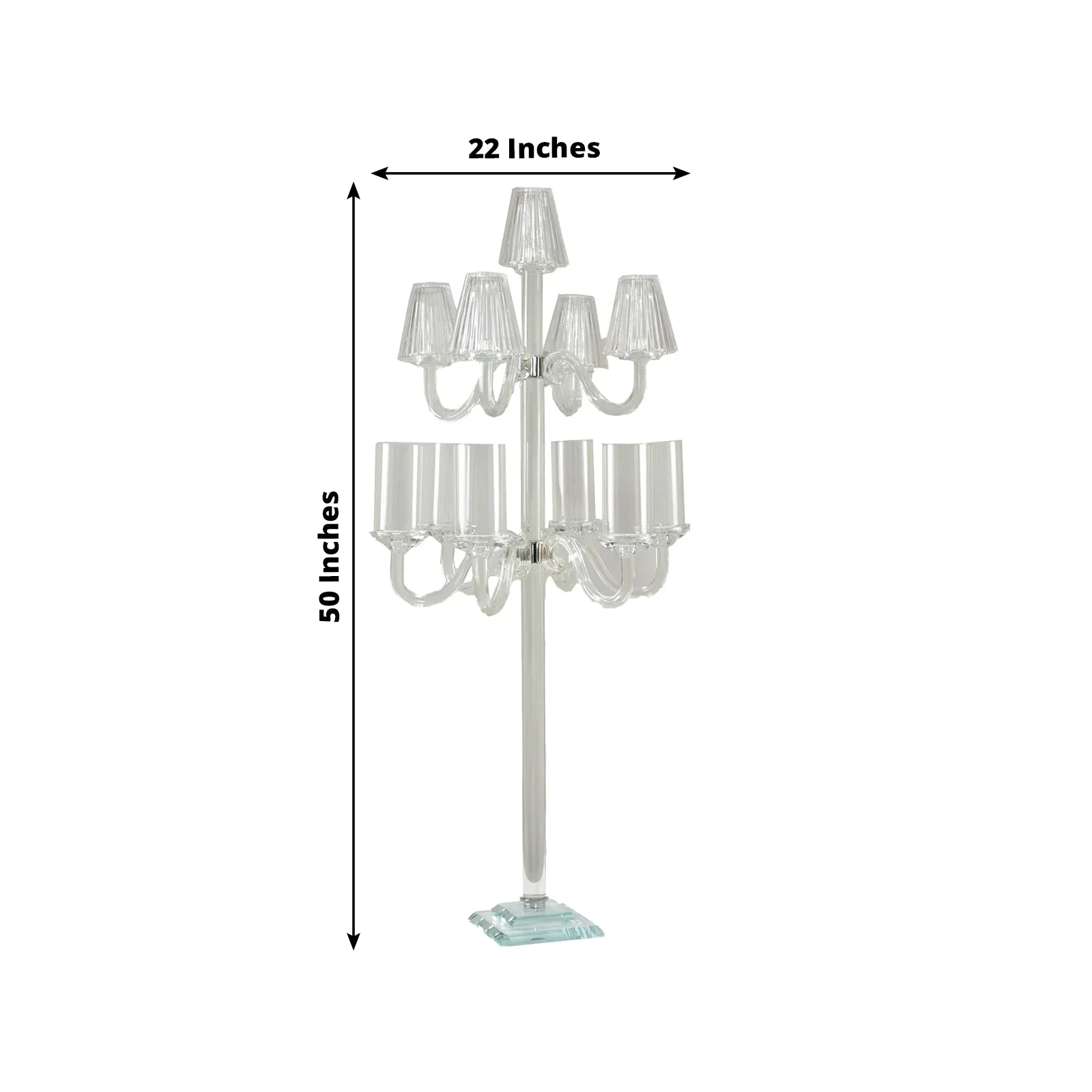 Crystal Glass Floor Candelabra – 11-Arm Candle Holder for Taper - Image 3