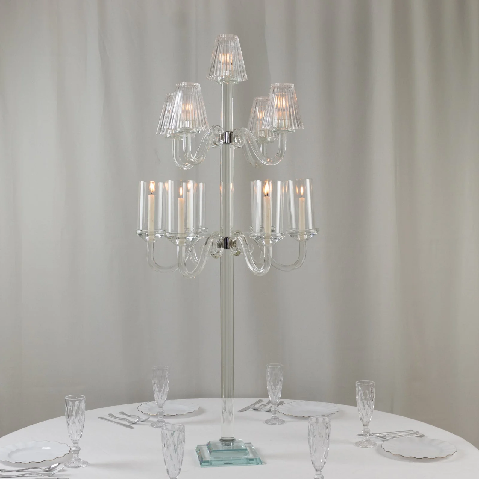 Crystal Glass Floor Candelabra – 11-Arm Candle Holder for Taper - Image 5