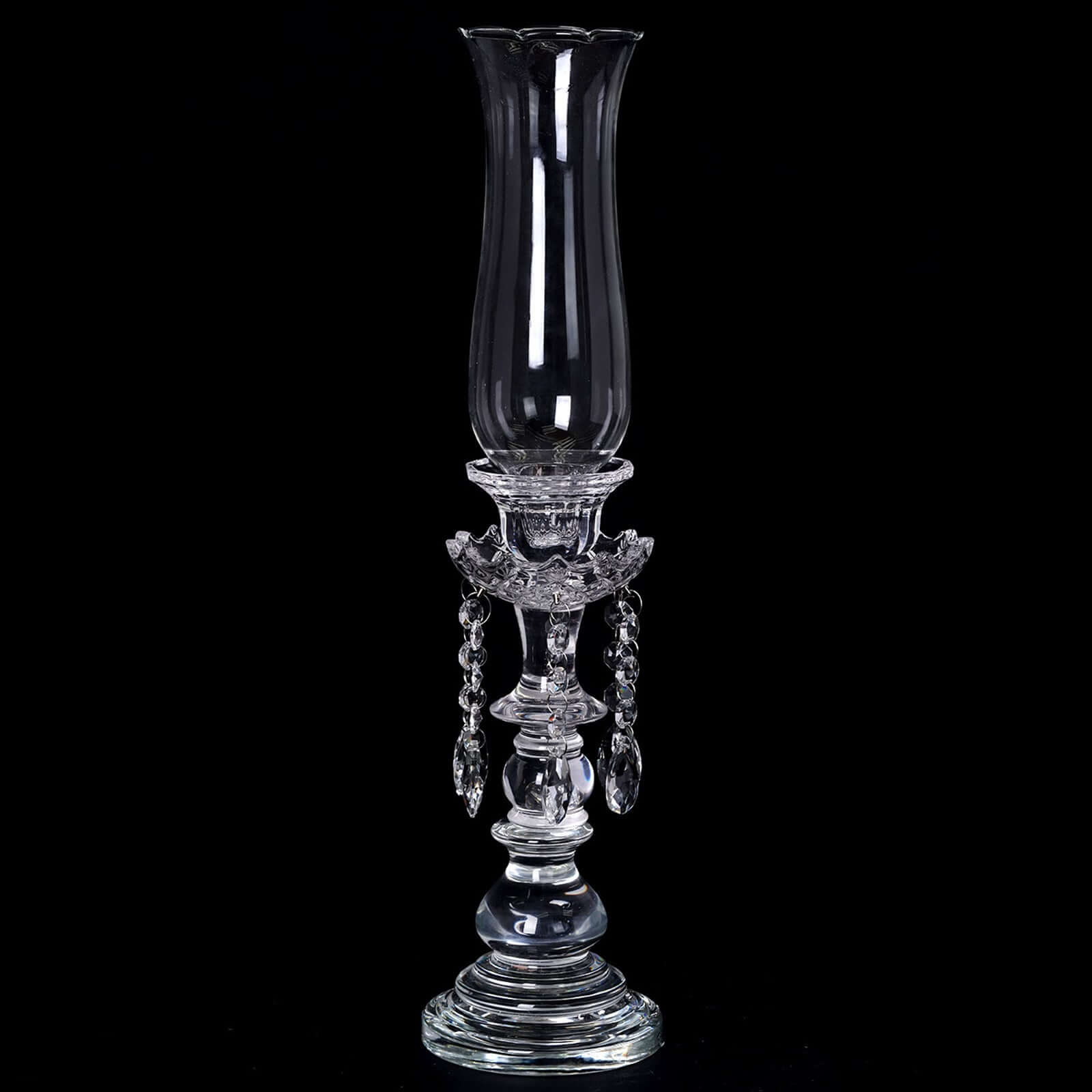 Crystal Glass Hurricane Candle Taper Candlestick Holder 20" - Decorative Piece With Chandelier Chains - Image 6
