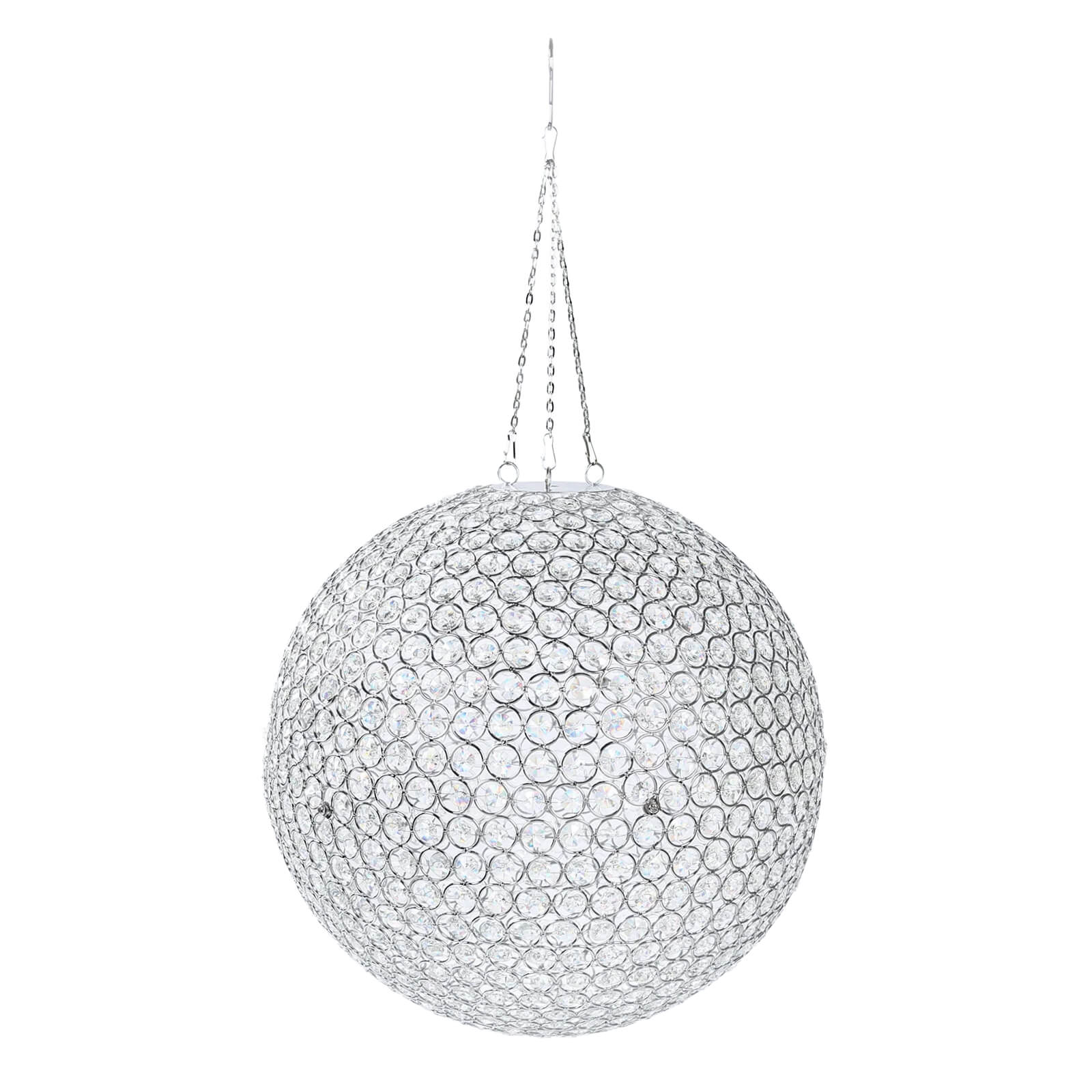 Crystal Globe Chandelier Pendant – 16" Hanging Beaded Ball with Silver Metal Hook & Chain, Decorative Accent - Image 2
