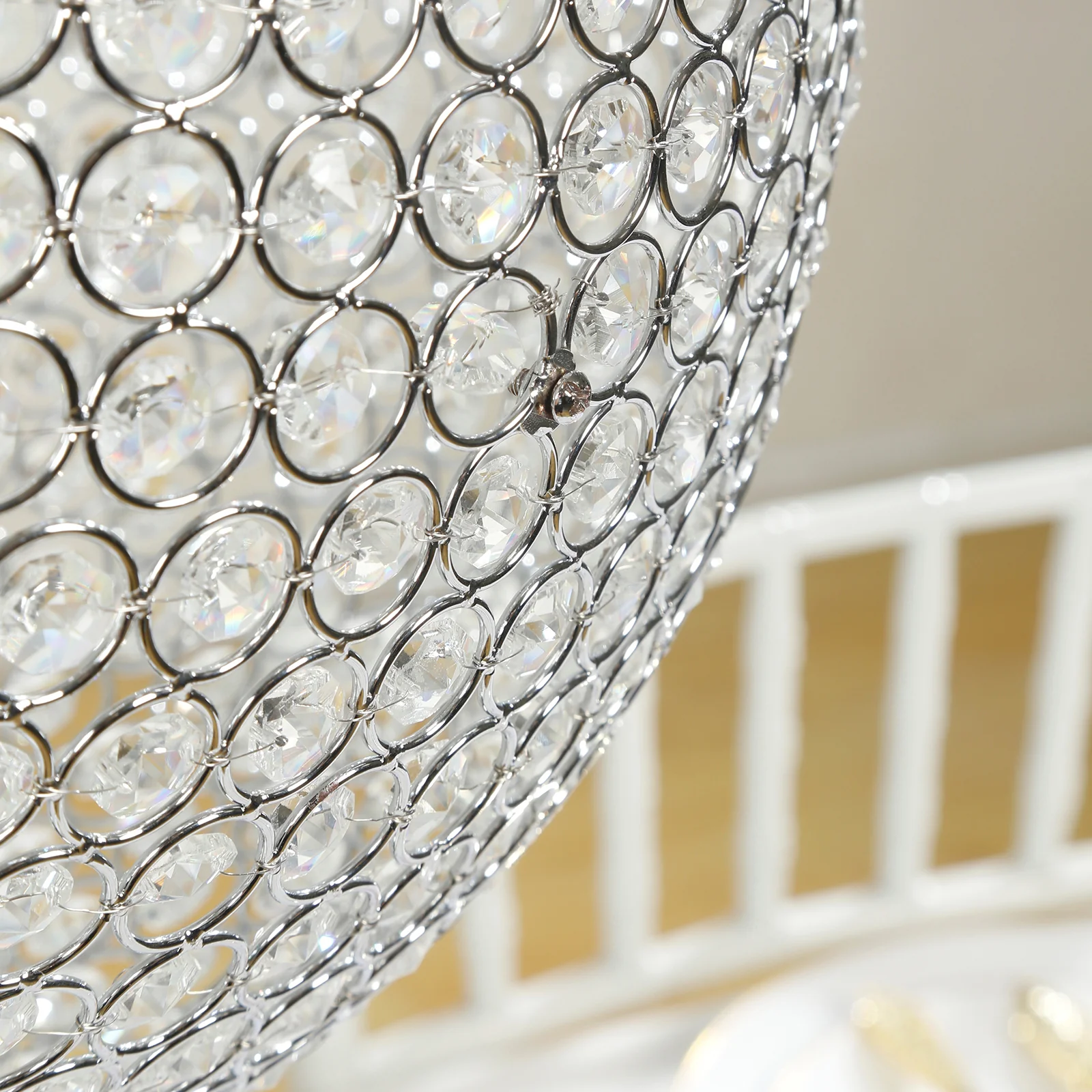 Crystal Globe Chandelier Pendant – 16" Hanging Beaded Ball with Silver Metal Hook & Chain, Decorative Accent - Image 7