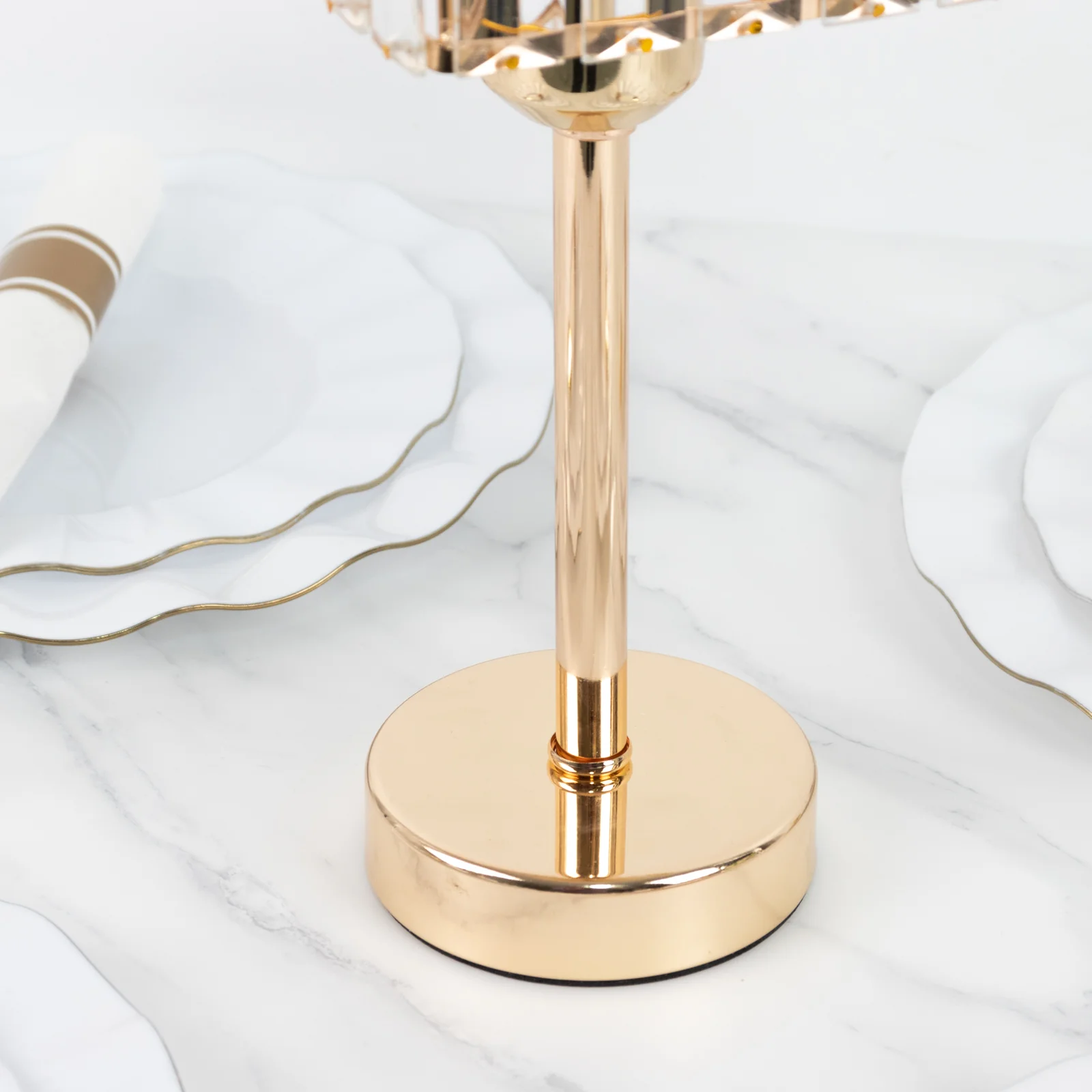 2 Pack Gold Crystal Hurricane Candle Holders – 13" Square Glass Pillar Candle Stands, Crystal Pendant Design - Image 9