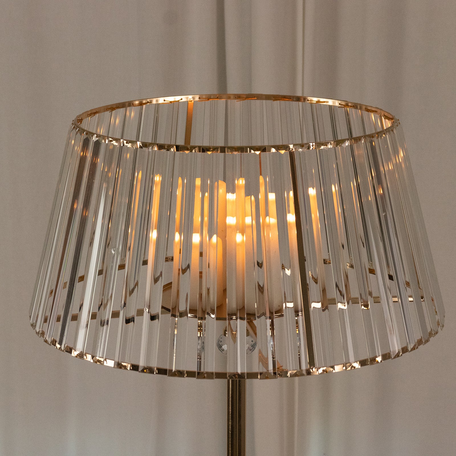 Gold Crystal Pendant Candle Holders 38" Classic Empire Lamp Shade Style, Votive Candle Stand for Table Centerpieces - Image 9