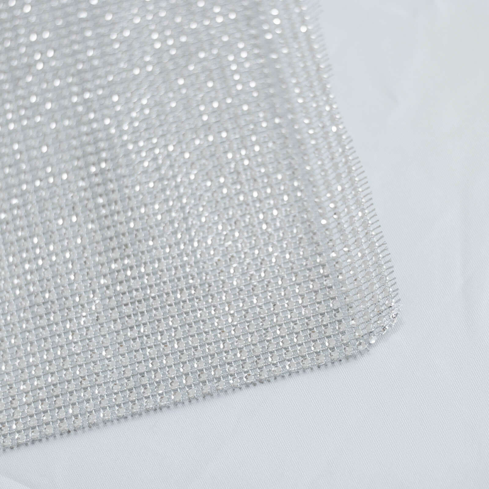 Crystal Rhinestone Table Runner 10"x108" Silver - Shiny Diamond Mesh Bling Table Decor - Image 7