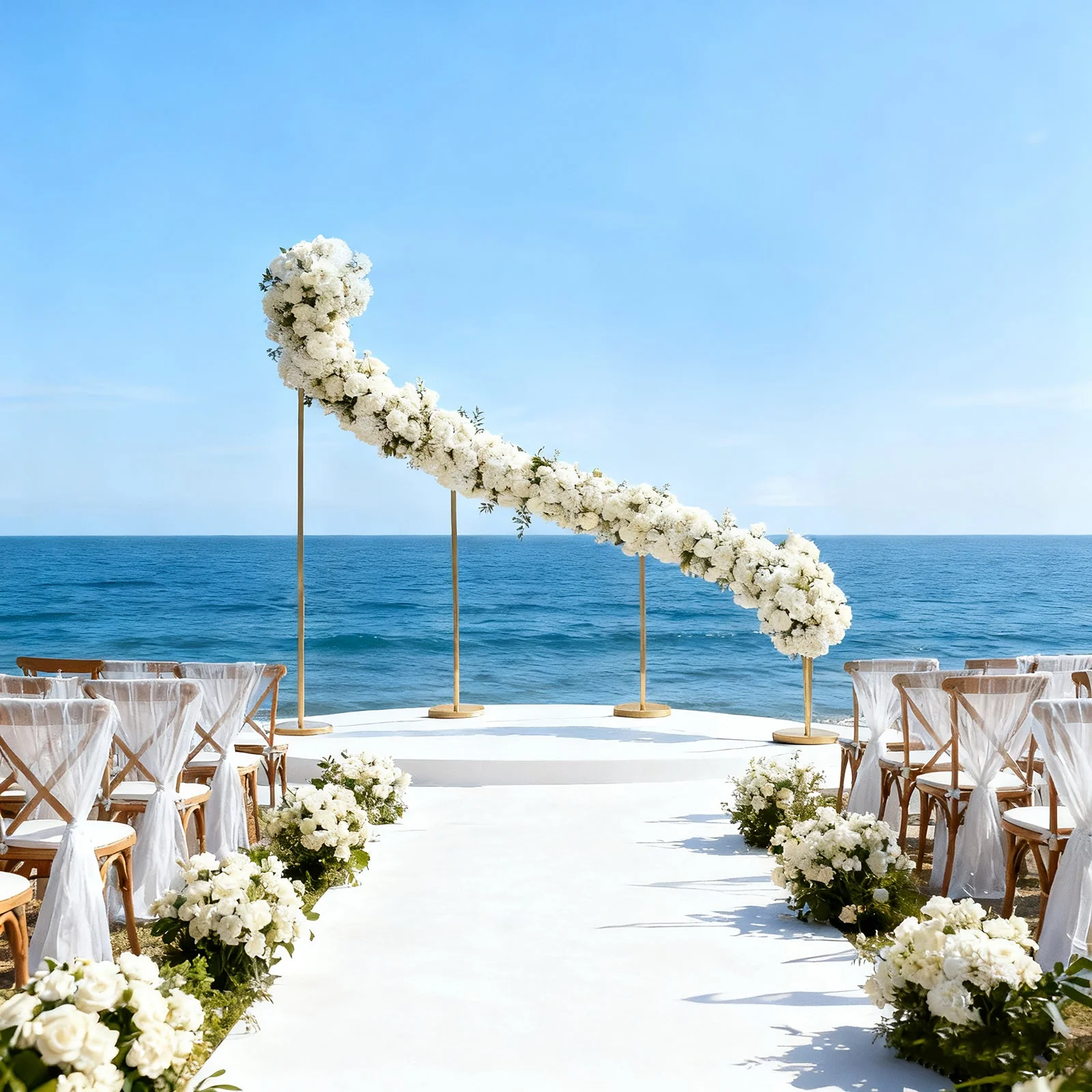 Curved Wave Wedding Arch Backdrop Stand Gold – 8ft x 12ft Left Side Heavy-Duty Metal Frame with Round Bases for Balloon & Floral Décor - Image 7