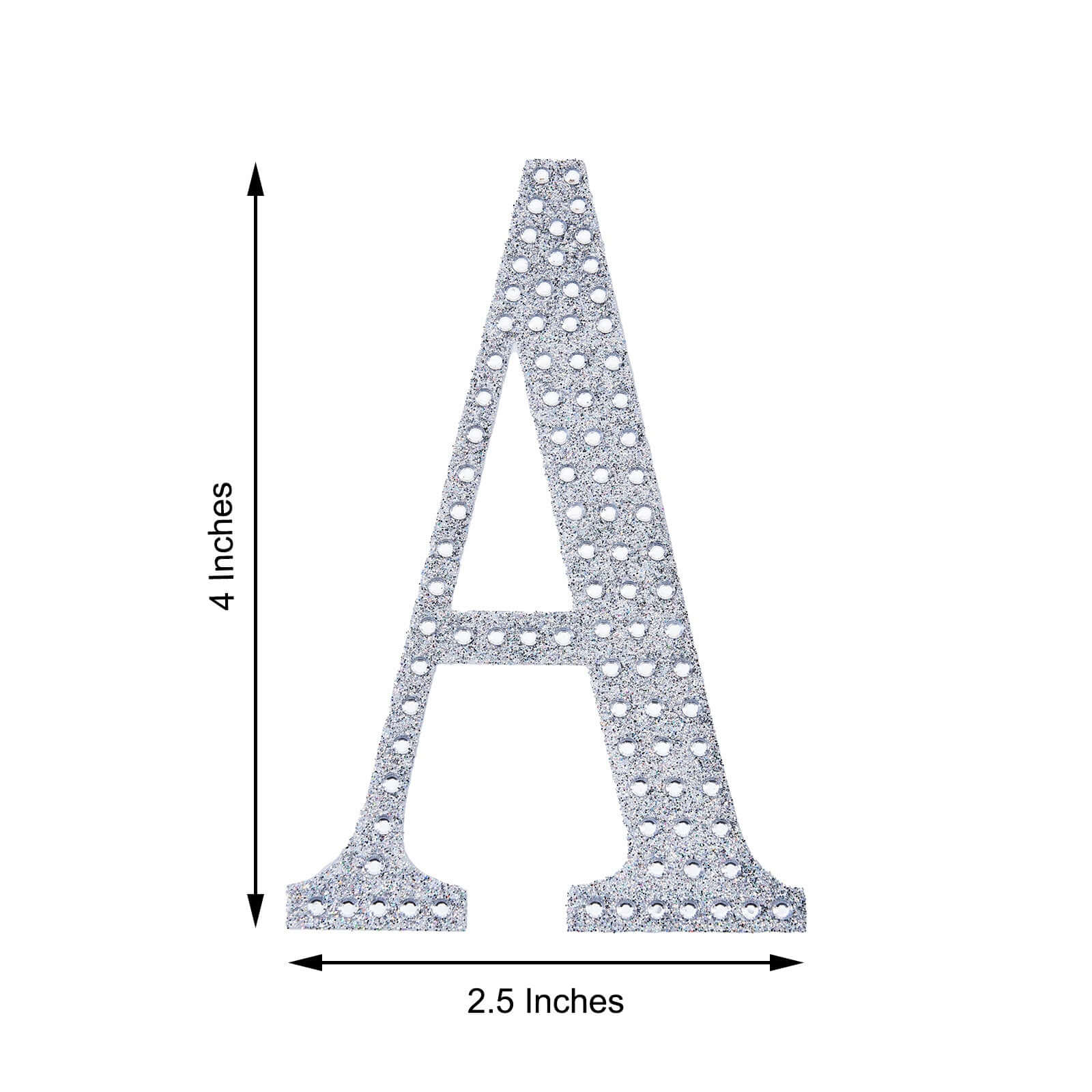 Decorative Rhinestone Alphabet "A" Letter Stickers 4", Silver Glitter Adhesive Craft Letters - DIY Sparkle Embellishments - Image 3