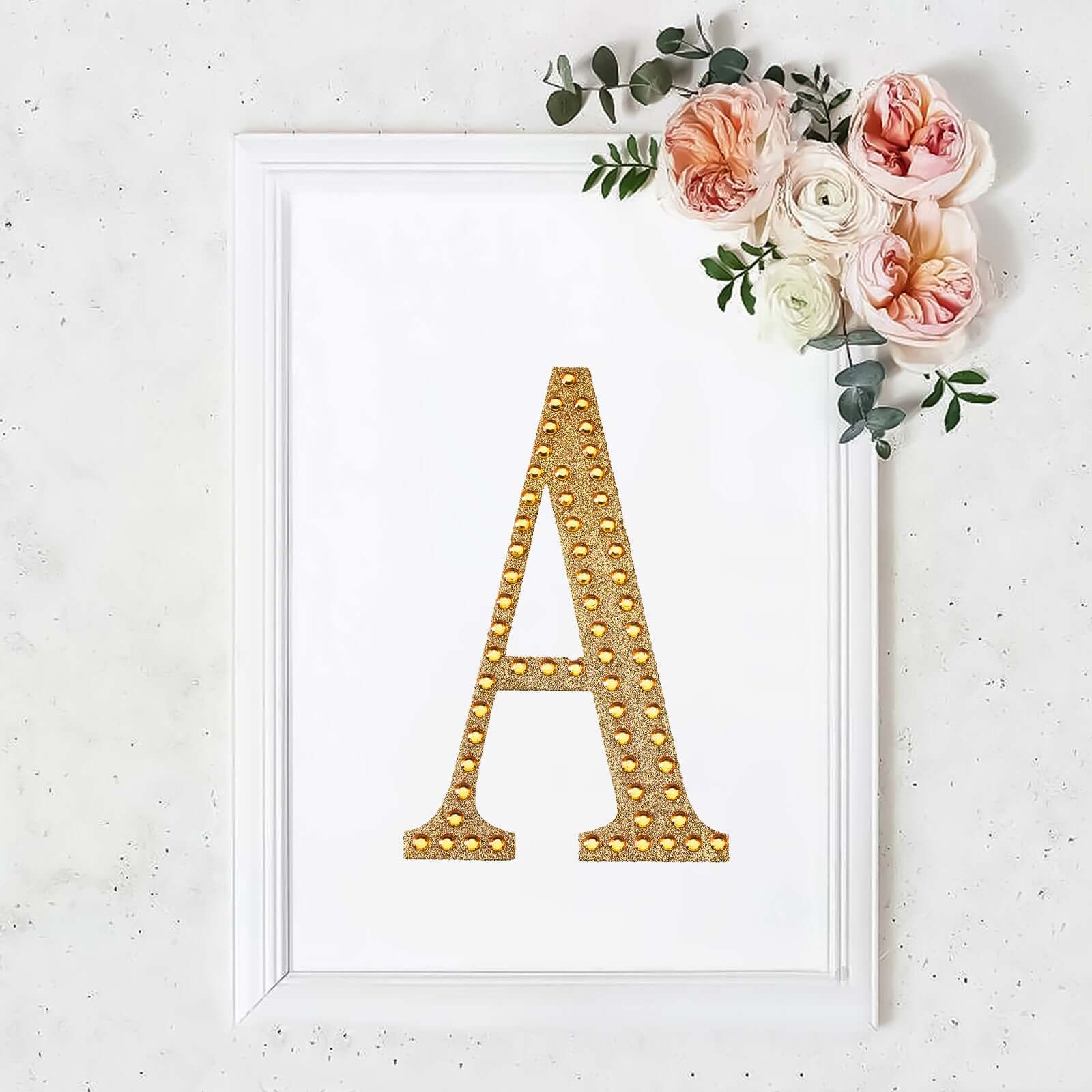 Decorative Rhinestone Alphabet "A" Letter Stickers 8", Gold Glitter Adhesive Craft Letters - DIY Sparkle Embellishments - Image 10