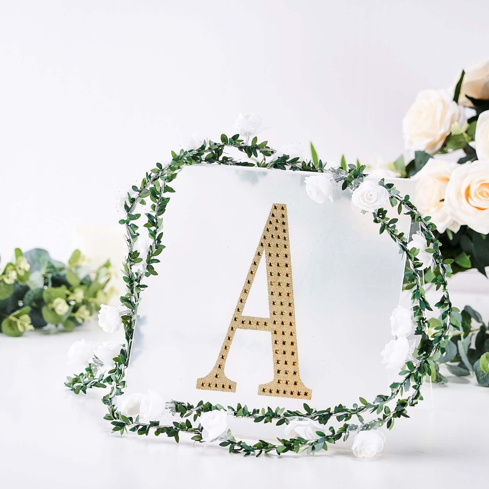 Decorative Rhinestone Alphabet "A" Letter Stickers 8", Gold Glitter Adhesive Craft Letters - DIY Sparkle Embellishments - Image 11