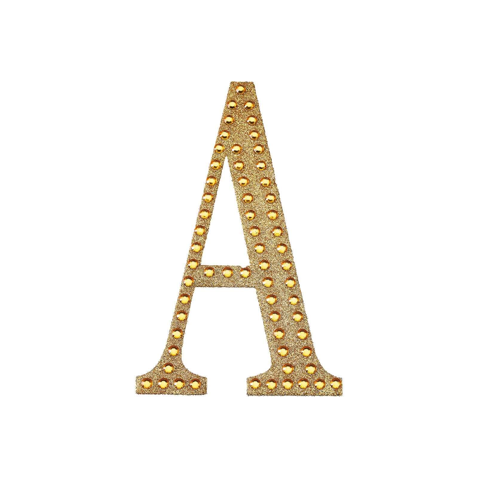 Decorative Rhinestone Alphabet "A" Letter Stickers 8", Gold Glitter Adhesive Craft Letters - DIY Sparkle Embellishments - Image 6
