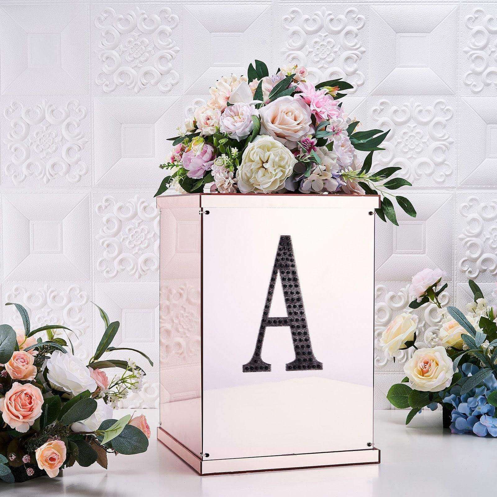 Decorative Rhinestone Alphabet "A" Letter Stickers, Glitter Adhesive Craft Letters Black DIY Sparkle Embellishments 8" - Image 2