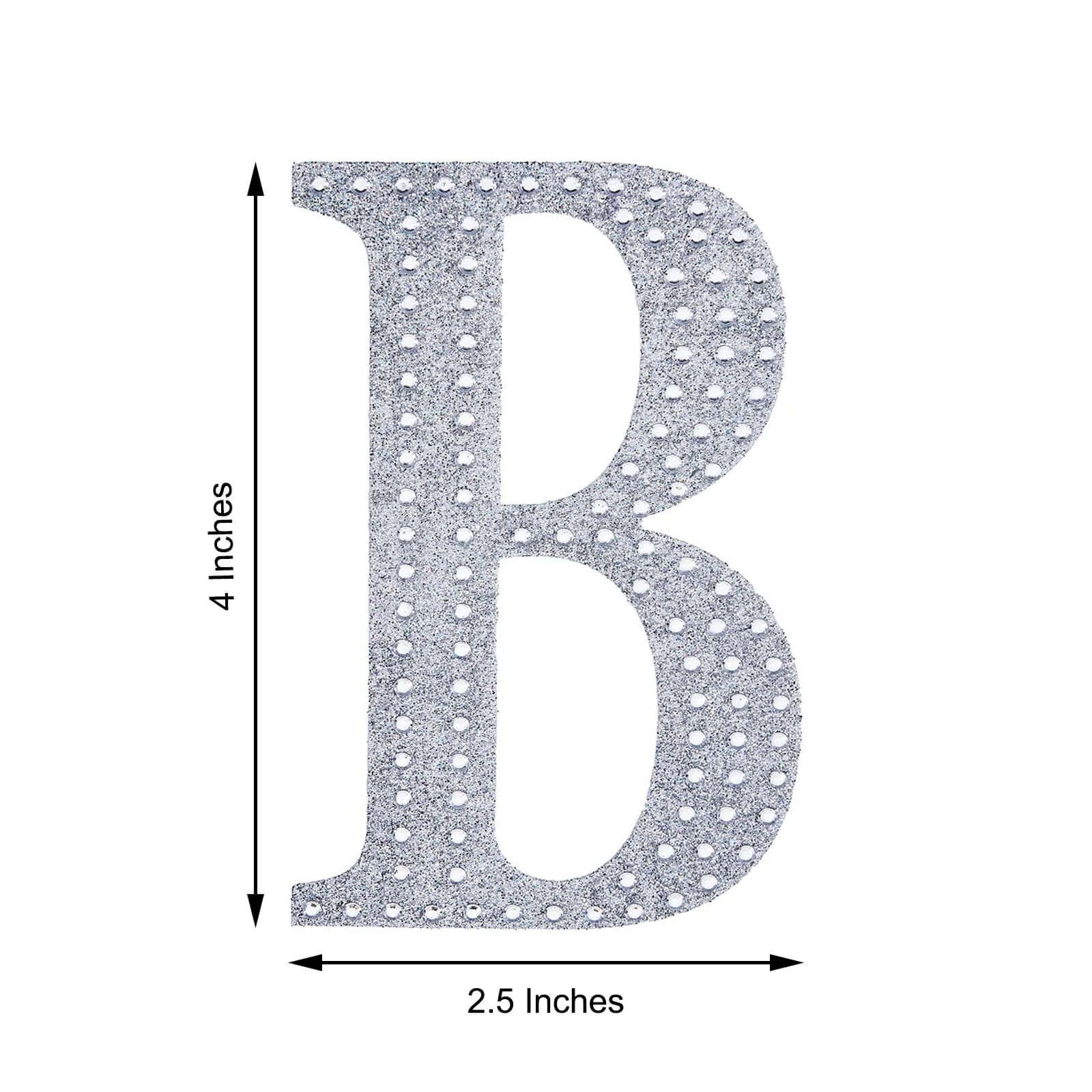 Decorative Rhinestone Alphabet "B" Letter Stickers 4", Silver Glitter Adhesive Craft Letters - DIY Sparkle Embellishments - Image 3