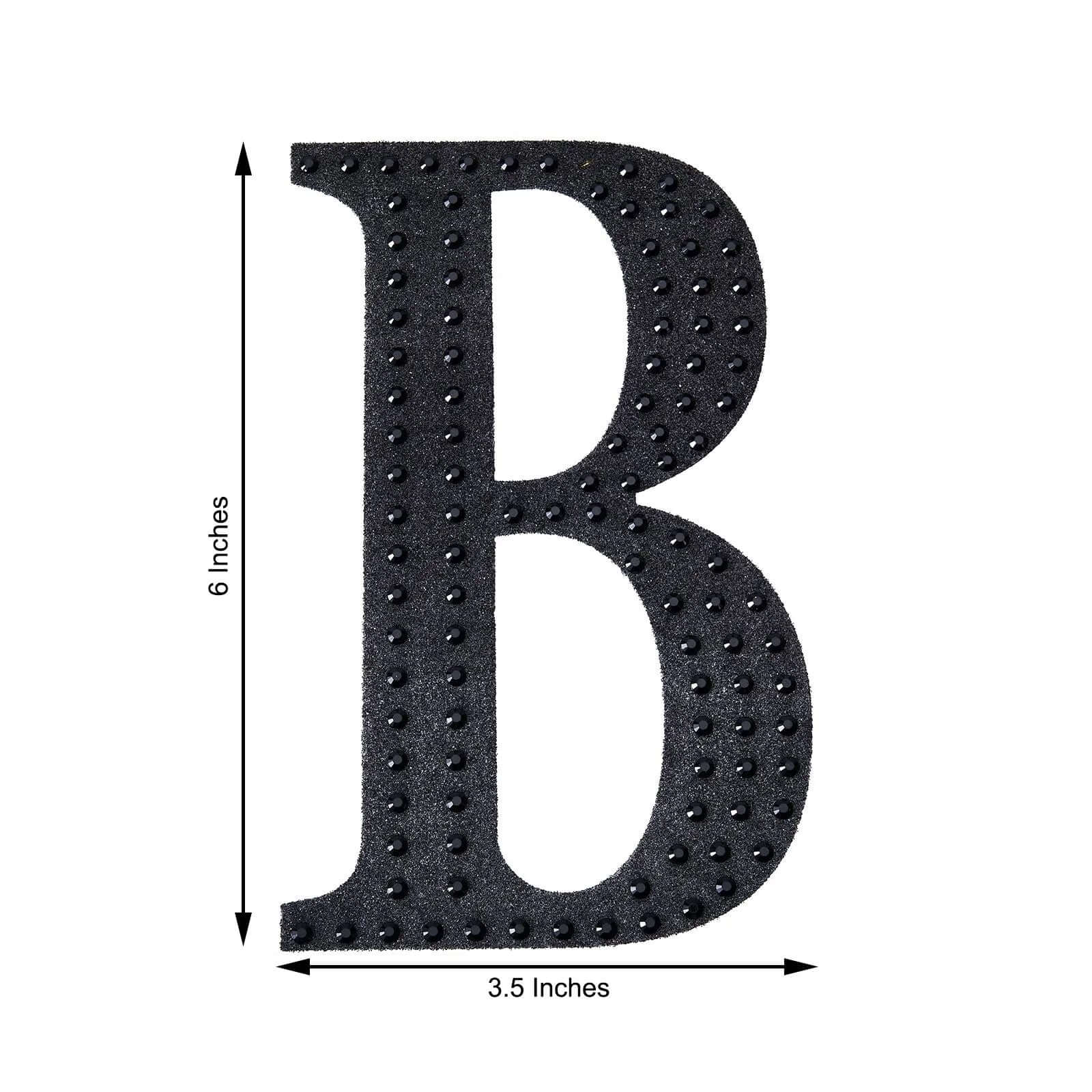 Decorative Rhinestone Alphabet "B" Letter Stickers 6", Black Glitter Adhesive Craft Letters - DIY Sparkle Embellishments - Image 3