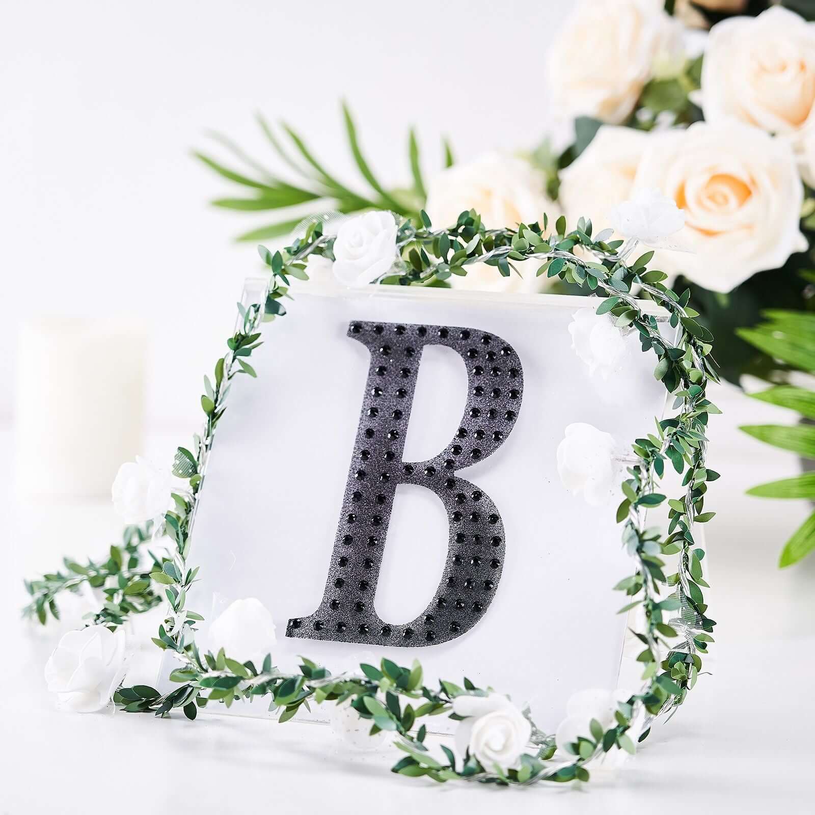 Decorative Rhinestone Alphabet "B" Letter Stickers 6", Black Glitter Adhesive Craft Letters - DIY Sparkle Embellishments - Image 6