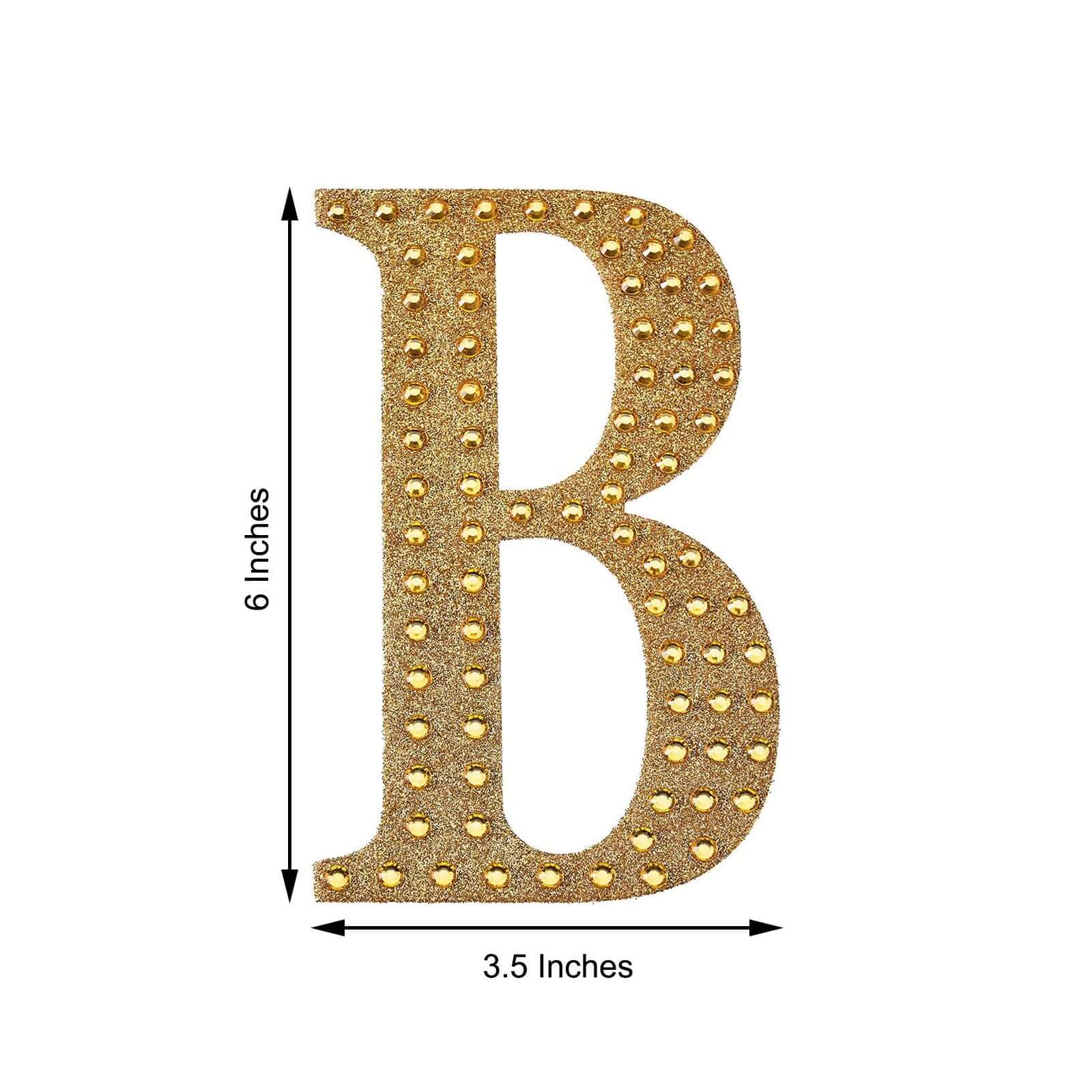 Decorative Rhinestone Alphabet "B" Letter Stickers 6", Gold Glitter Adhesive Craft Letters - DIY Sparkle Embellishments - Image 3