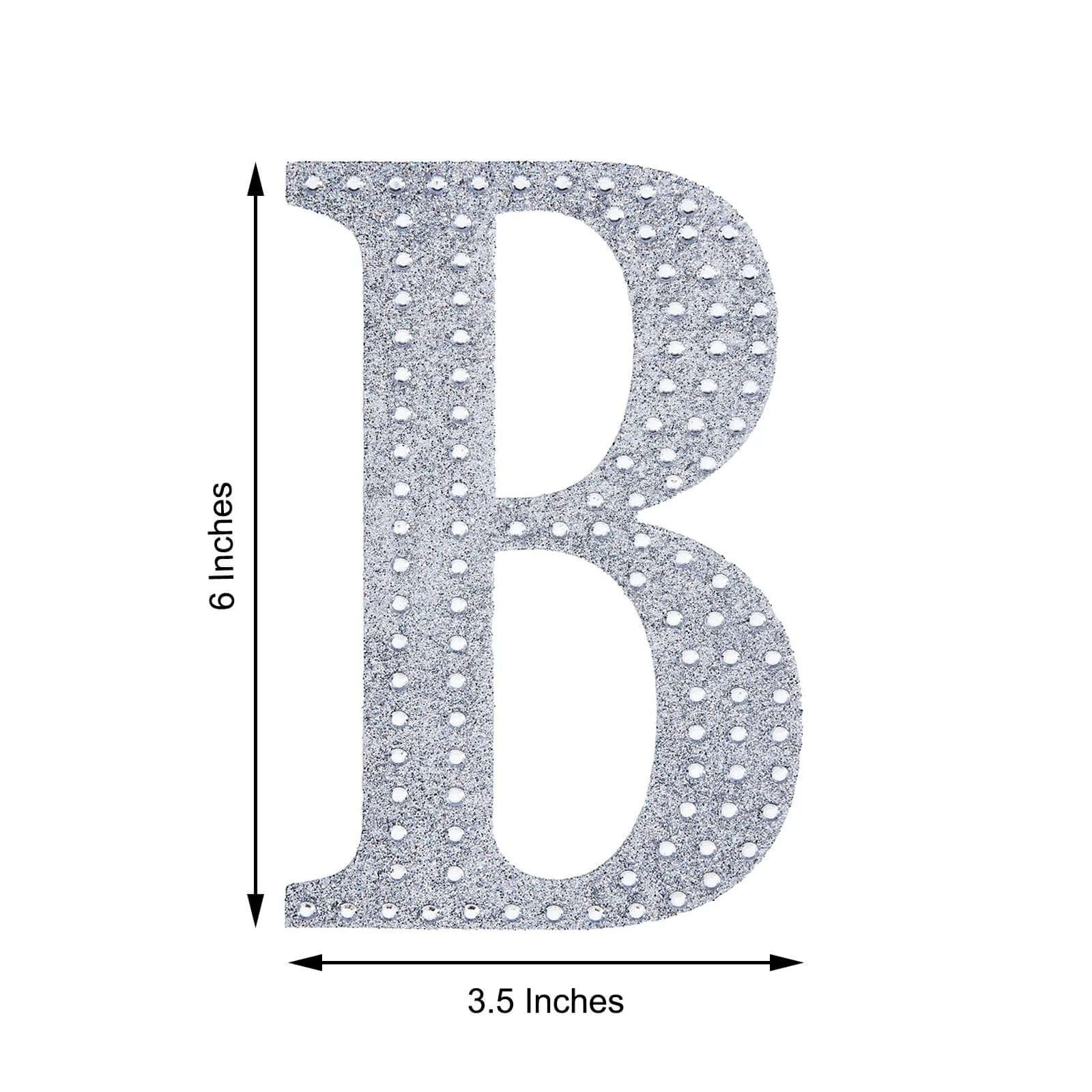 Decorative Rhinestone Alphabet "B" Letter Stickers 6", Silver Glitter Adhesive Craft Letters - DIY Sparkle Embellishments - Image 3