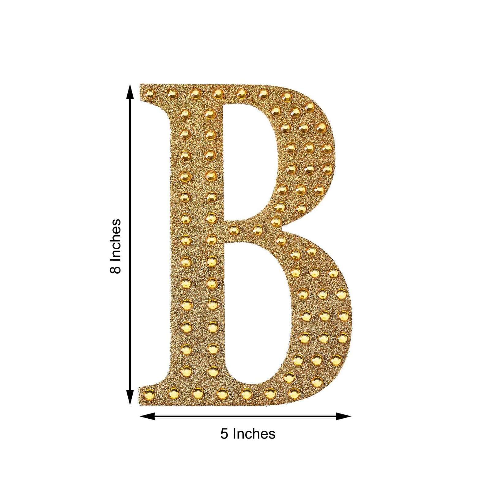 Decorative Rhinestone Alphabet "B" Letter Stickers 8", Gold Glitter Adhesive Craft Letters - DIY Sparkle Embellishments - Image 3