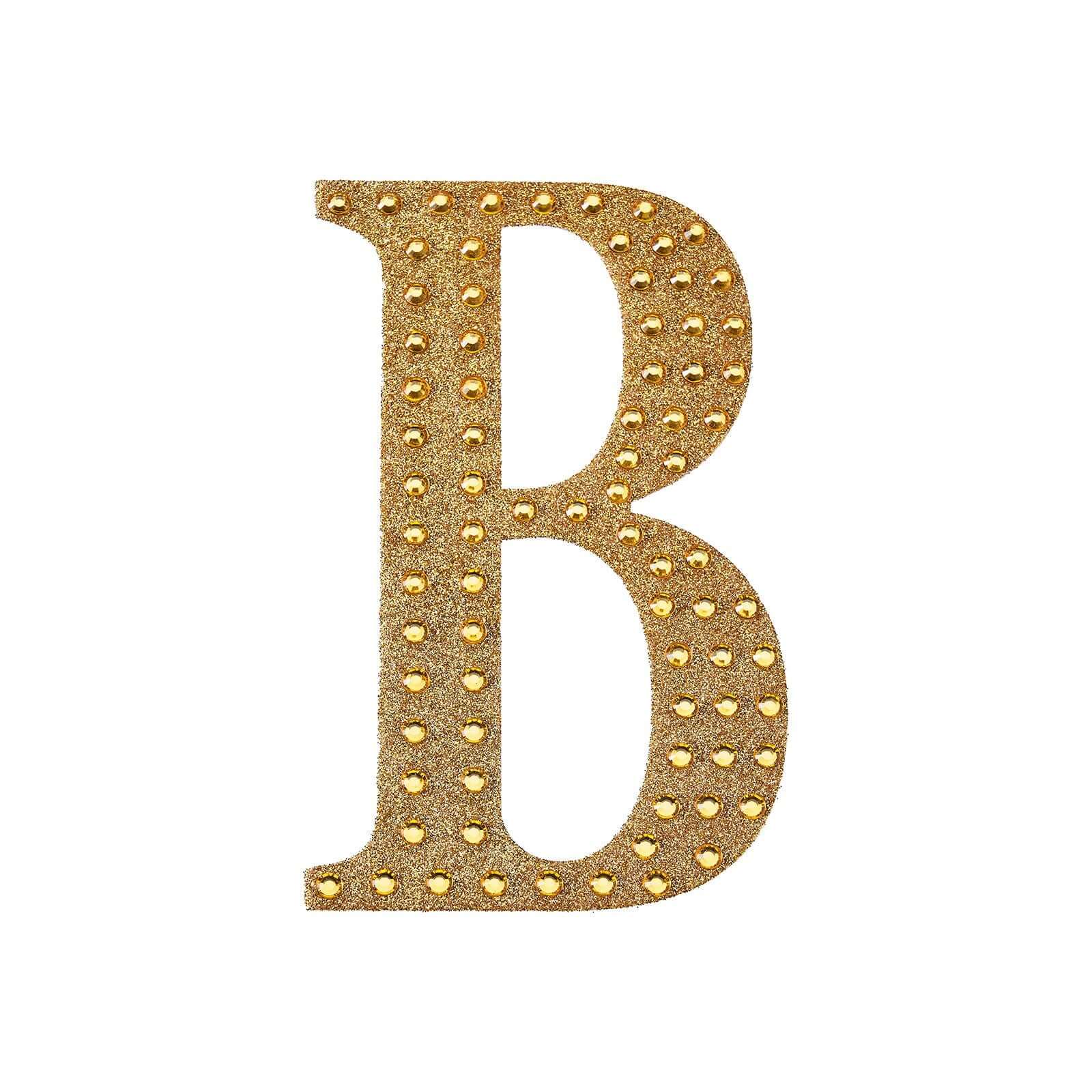 Decorative Rhinestone Alphabet "B" Letter Stickers 8", Gold Glitter Adhesive Craft Letters - DIY Sparkle Embellishments - Image 6