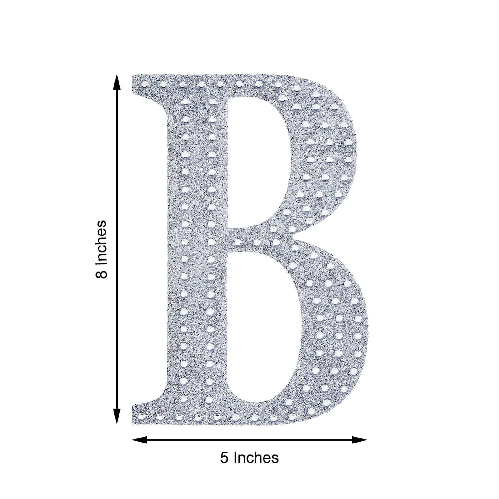 Decorative Rhinestone Alphabet "B" Letter Stickers 8", Silver Glitter Adhesive Craft Letters - DIY Sparkle Embellishments - Image 3