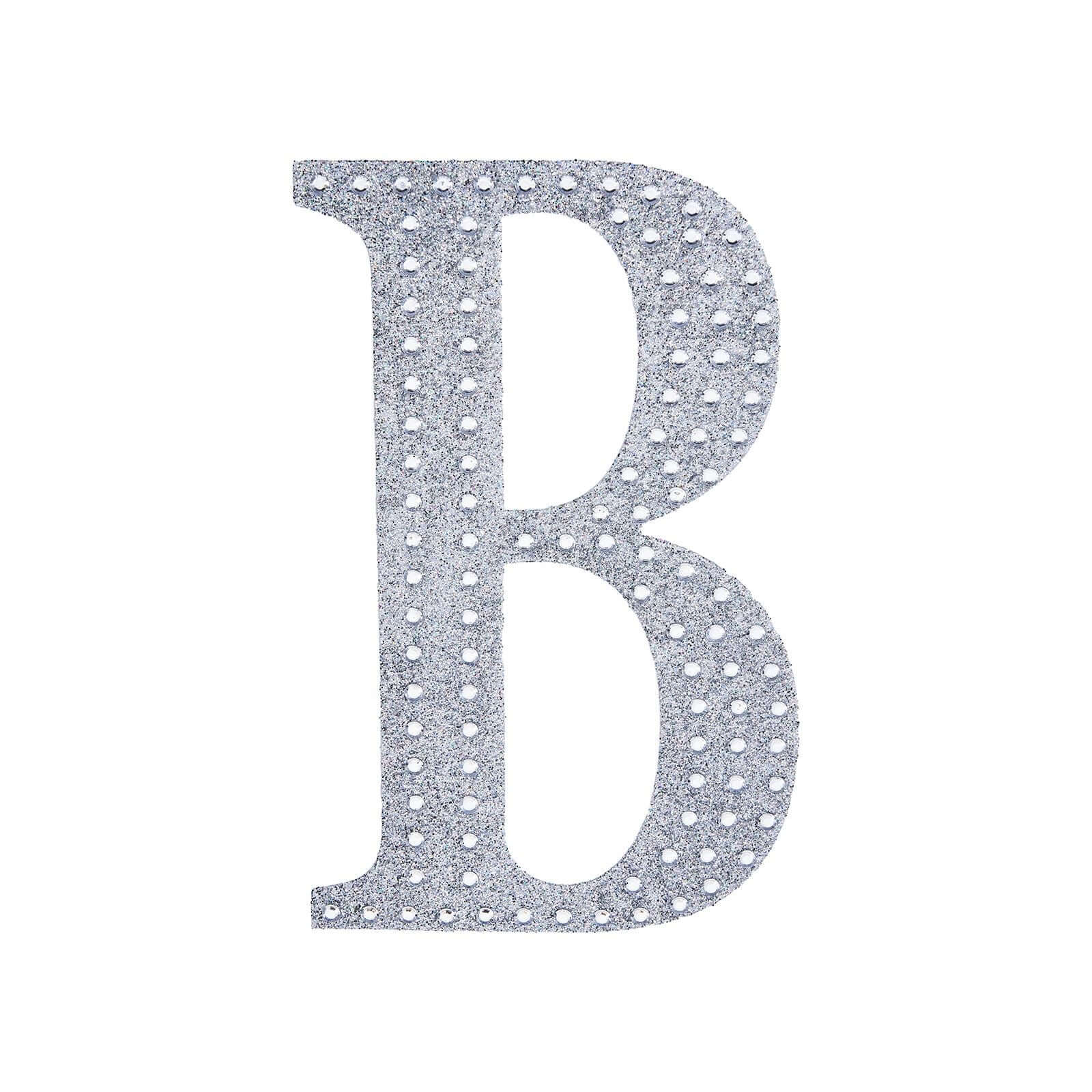 Decorative Rhinestone Alphabet "B" Letter Stickers 8", Silver Glitter Adhesive Craft Letters - DIY Sparkle Embellishments - Image 6
