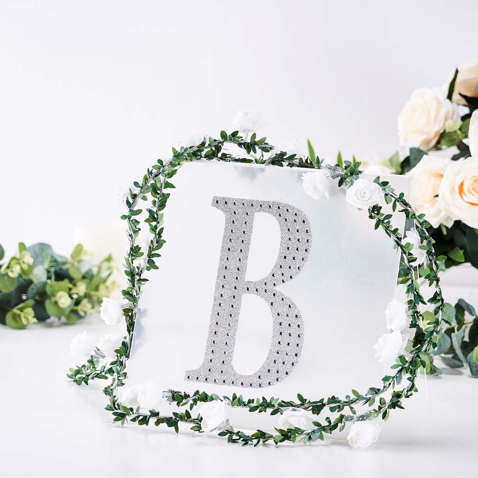 Decorative Rhinestone Alphabet "B" Letter Stickers 8", Silver Glitter Adhesive Craft Letters - DIY Sparkle Embellishments - Image 7