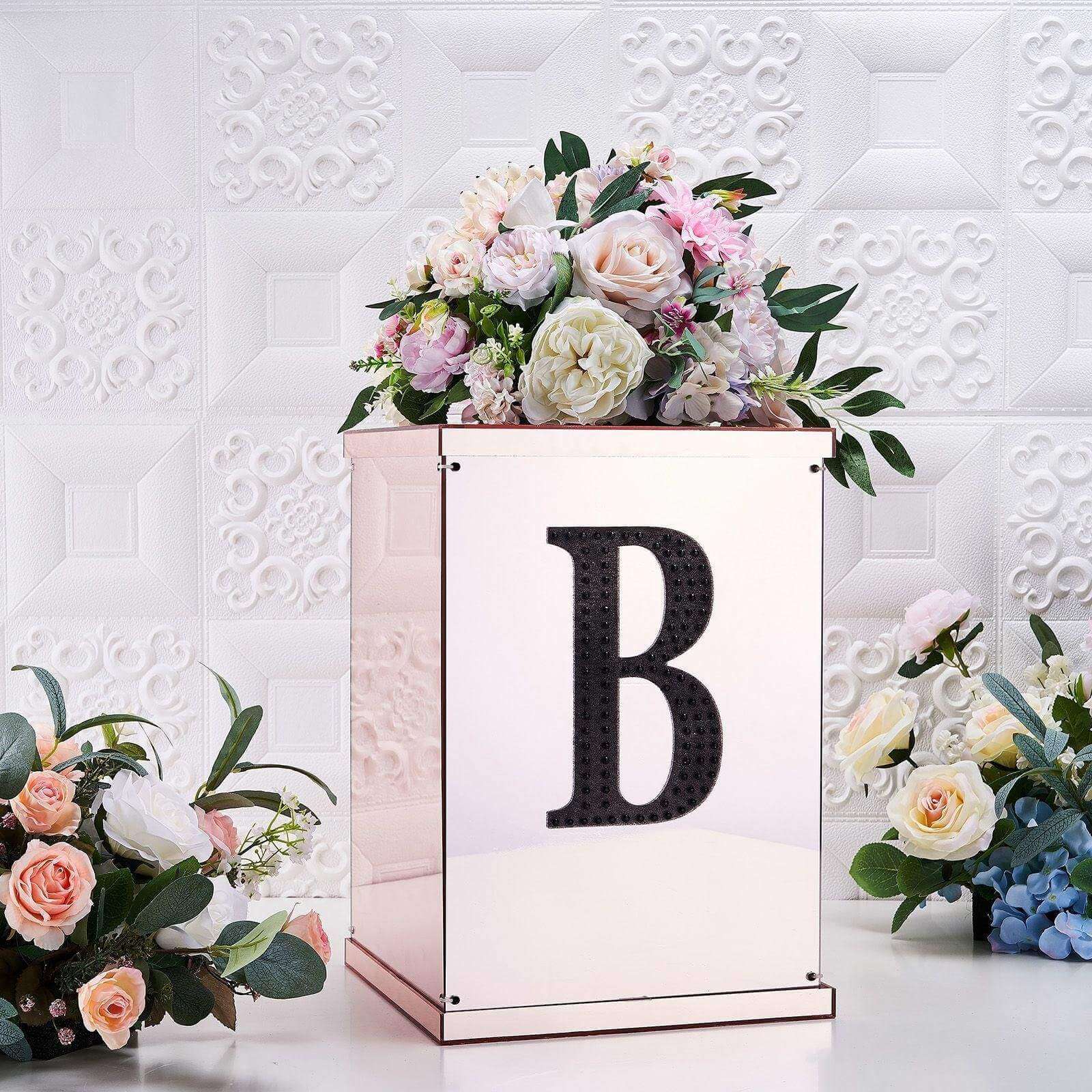 Decorative Rhinestone Alphabet "B" Letter Stickers, Glitter Adhesive Craft Letters Black DIY Sparkle Embellishments 8" - Image 2