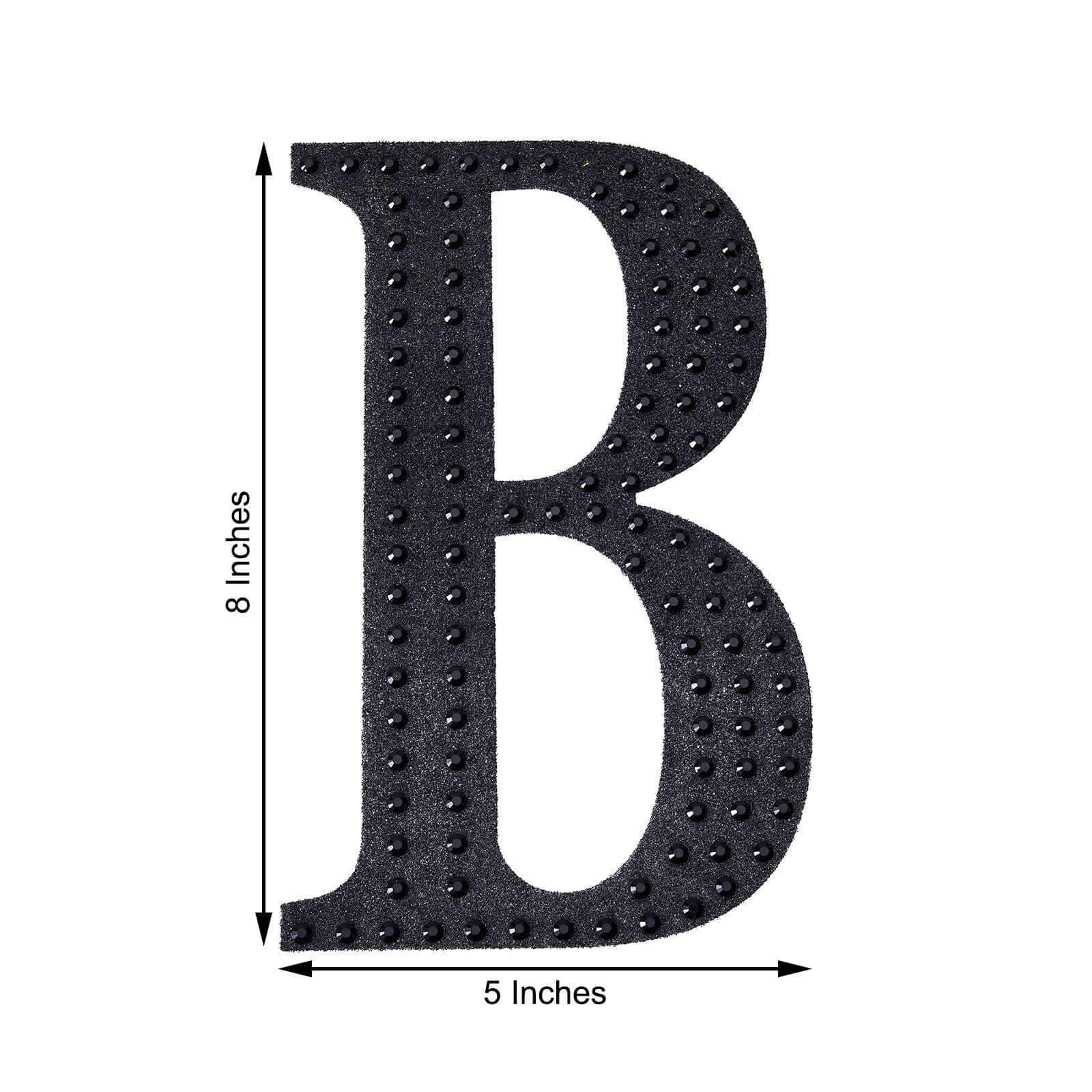 Decorative Rhinestone Alphabet "B" Letter Stickers, Glitter Adhesive Craft Letters Black DIY Sparkle Embellishments 8" - Image 3