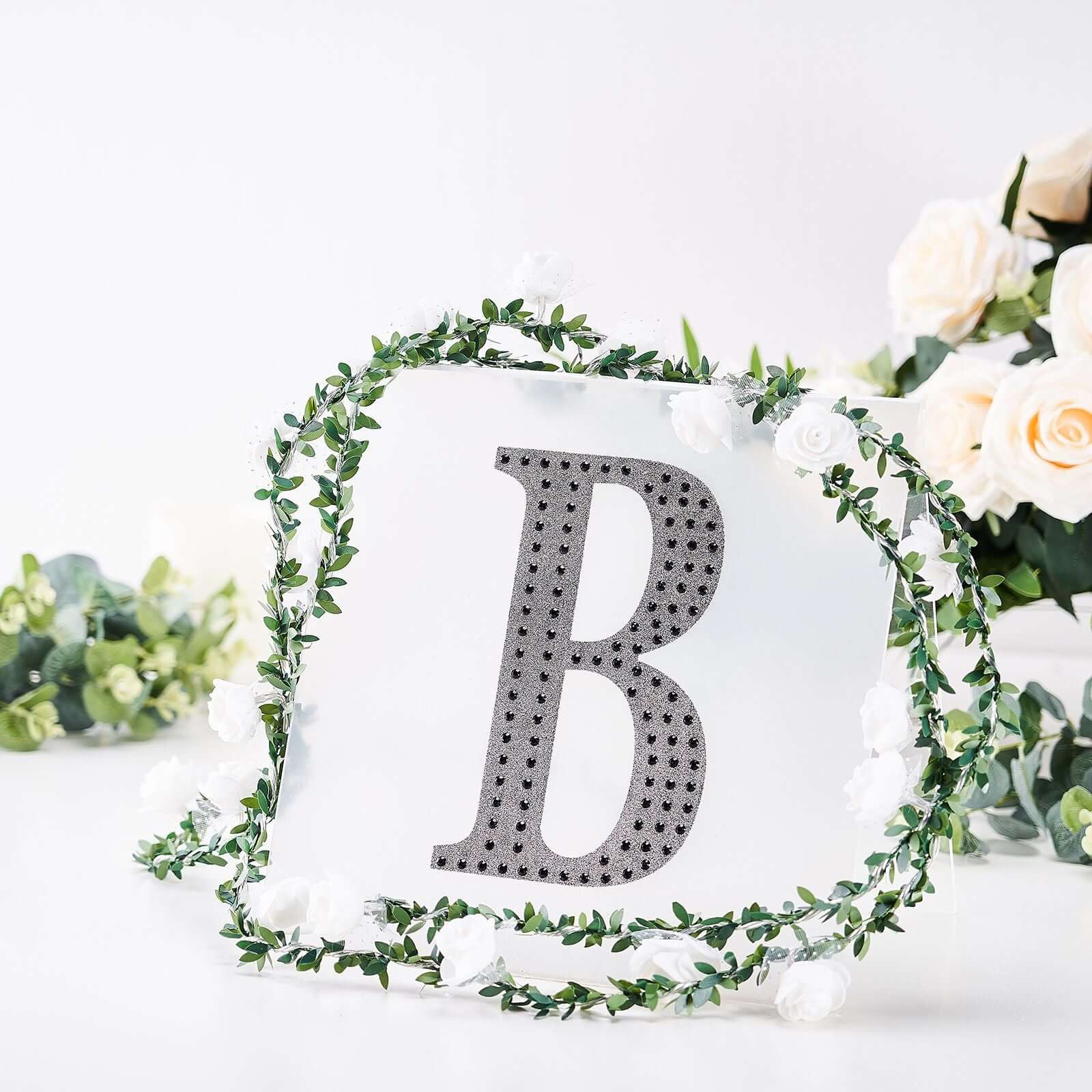 Decorative Rhinestone Alphabet "B" Letter Stickers, Glitter Adhesive Craft Letters Black DIY Sparkle Embellishments 8" - Image 7