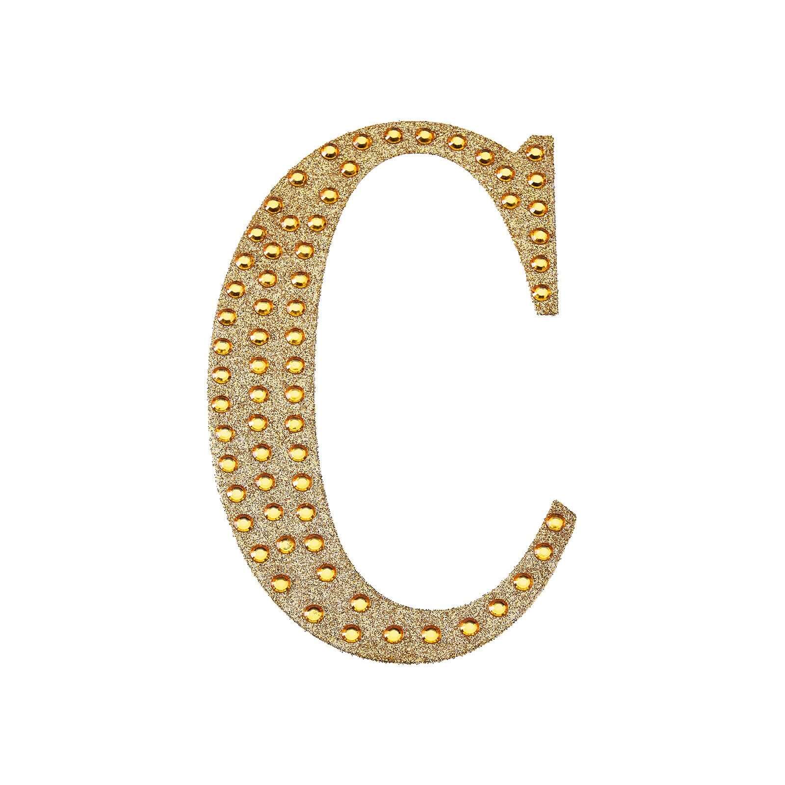 Decorative Rhinestone Alphabet "C" Letter Stickers 4", Gold Glitter Adhesive Craft Letters - DIY Sparkle Embellishments - Image 6