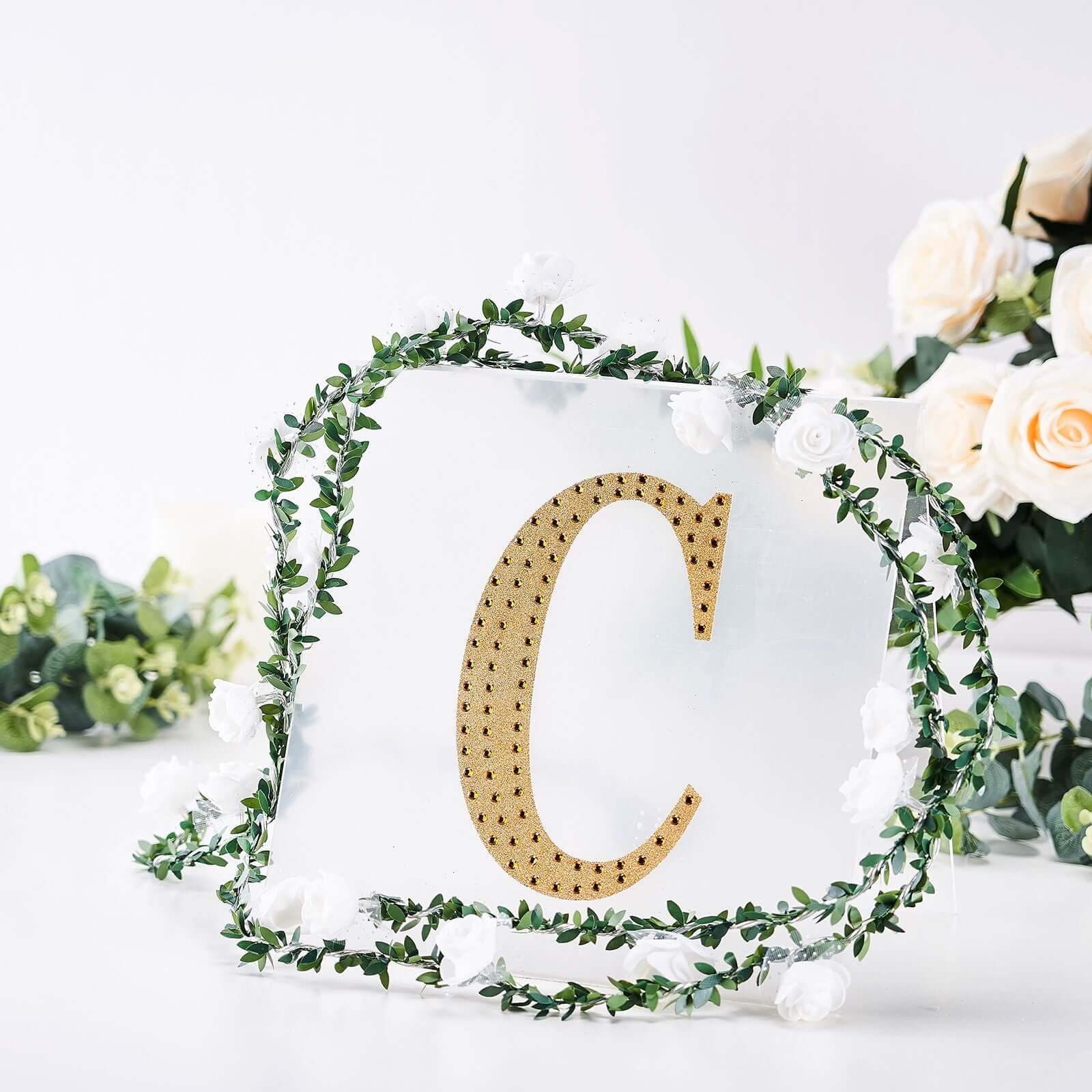 Decorative Rhinestone Alphabet "C" Letter Stickers 8", Gold Glitter Adhesive Craft Letters - DIY Sparkle Embellishments - Image 11
