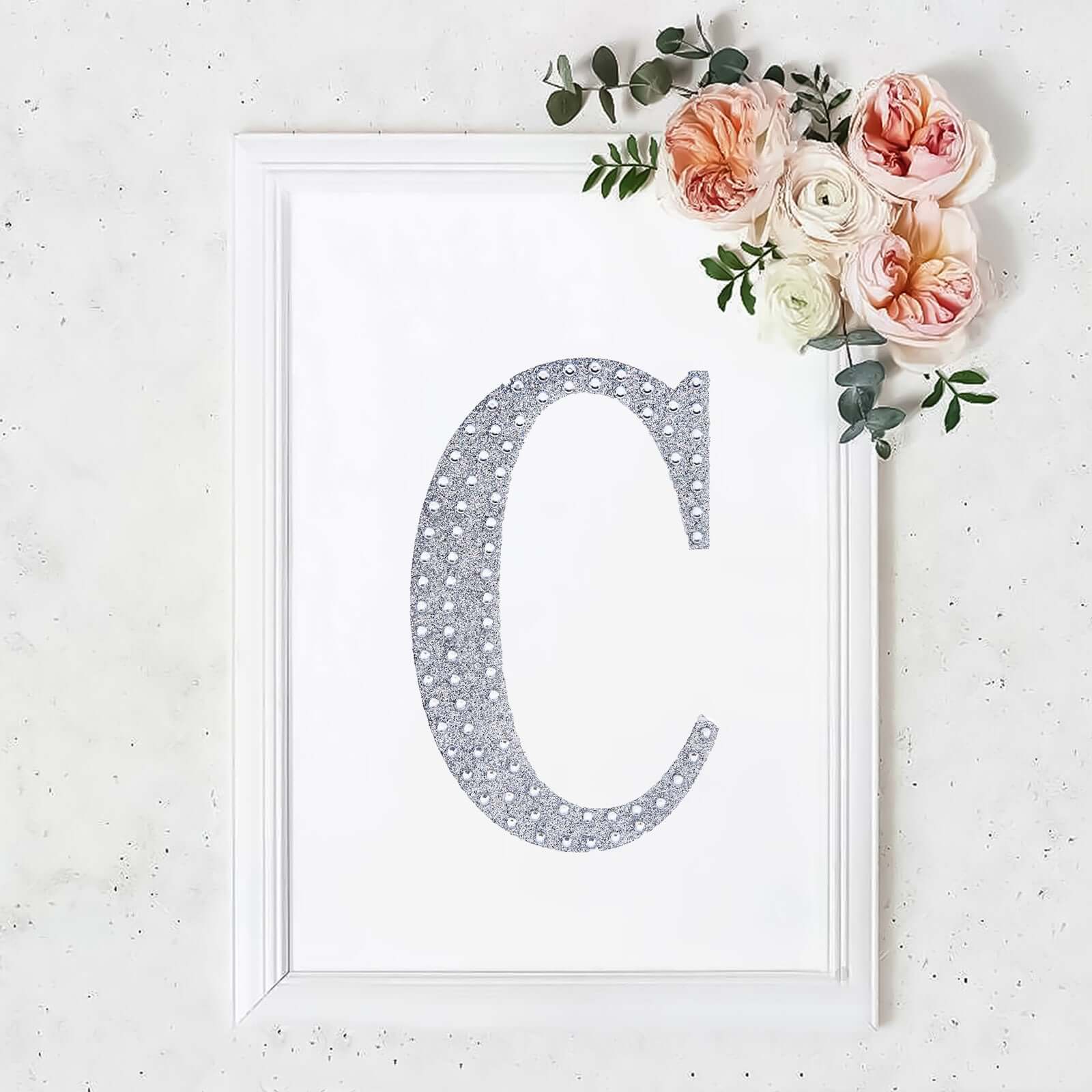 Decorative Rhinestone Alphabet "C" Letter Stickers 8", Silver Glitter Adhesive Craft Letters - DIY Sparkle Embellishments - Image 11