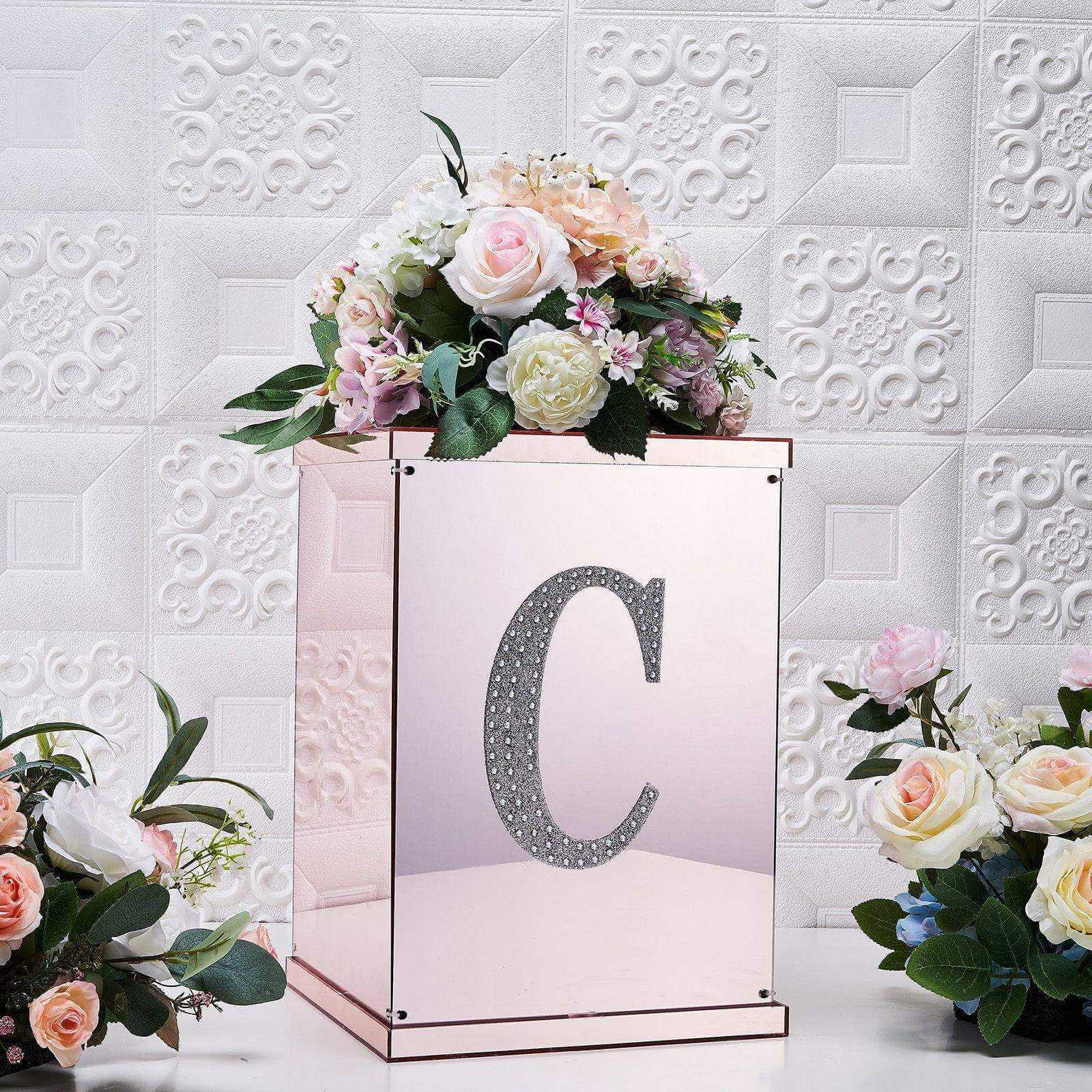 Decorative Rhinestone Alphabet "C" Letter Stickers 8", Silver Glitter Adhesive Craft Letters - DIY Sparkle Embellishments - Image 2