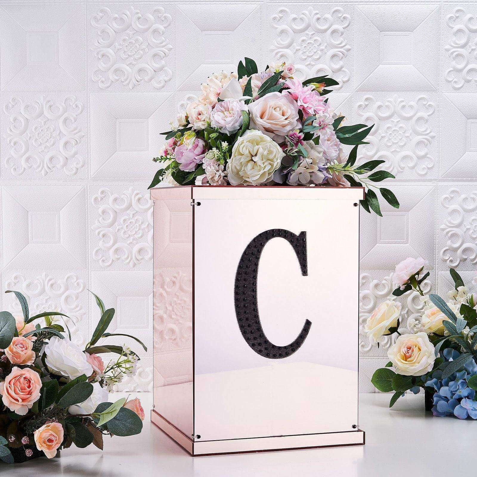 Decorative Rhinestone Alphabet "C" Letter Stickers, Glitter Adhesive Craft Letters Black DIY Sparkle Embellishments 8" - Image 2