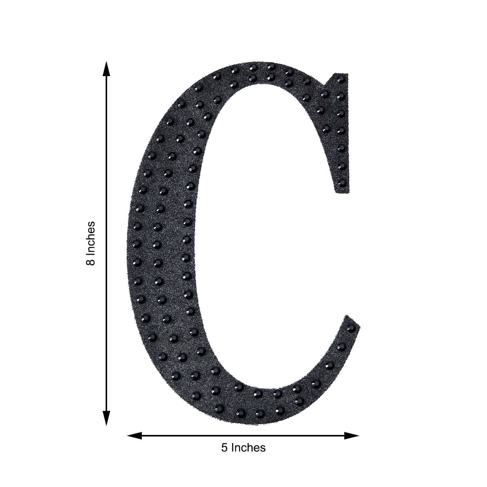 Decorative Rhinestone Alphabet "C" Letter Stickers, Glitter Adhesive Craft Letters Black DIY Sparkle Embellishments 8" - Image 3