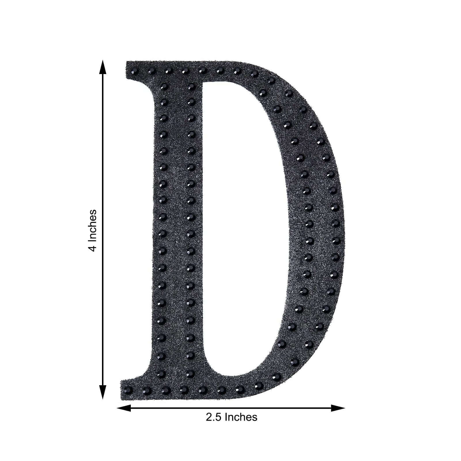 Decorative Rhinestone Alphabet "D" Letter Stickers 4", Black Glitter Adhesive Craft Letters - DIY Sparkle Embellishments - Image 3
