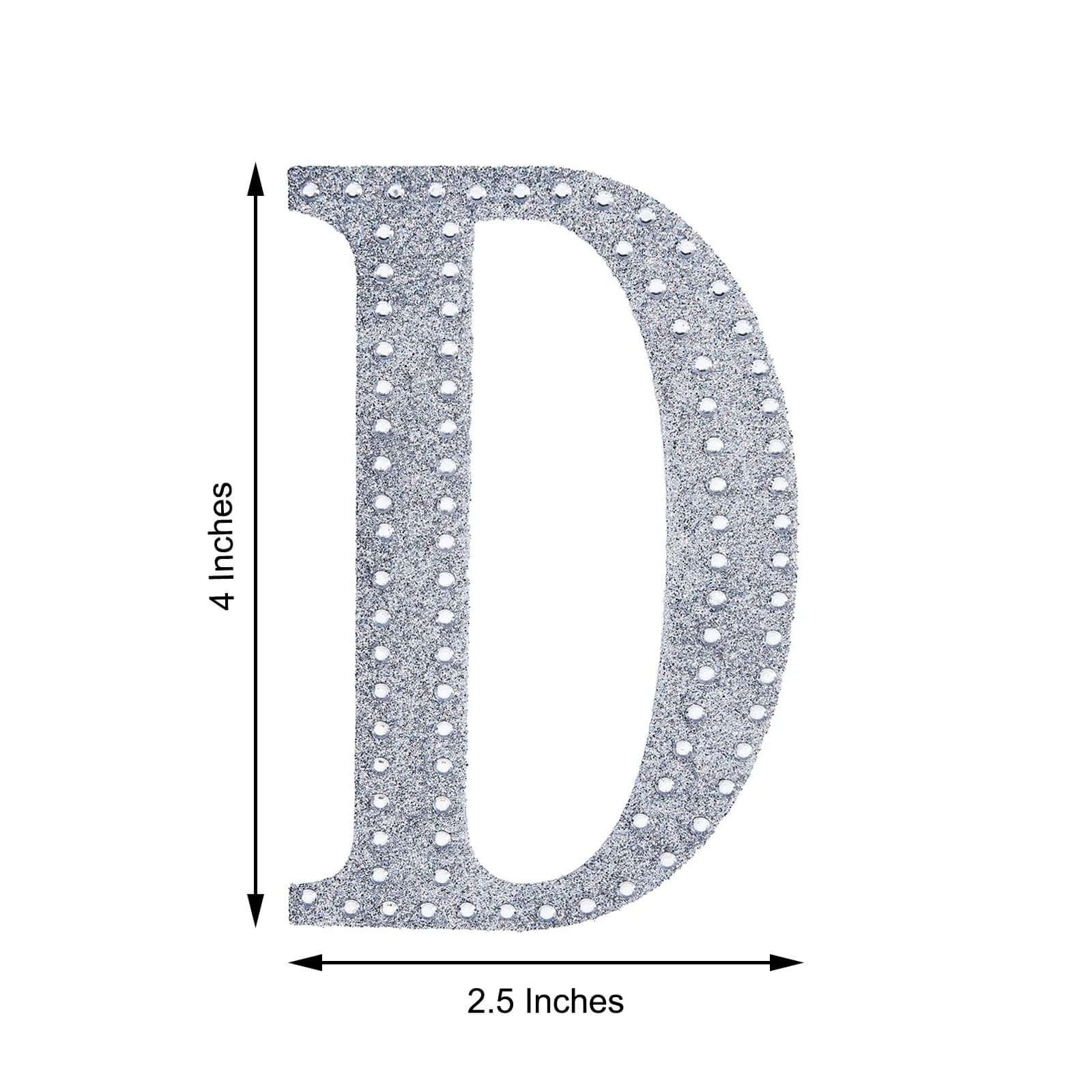 Decorative Rhinestone Alphabet "D" Letter Stickers 4", Silver Glitter Adhesive Craft Letters - DIY Sparkle Embellishments - Image 3