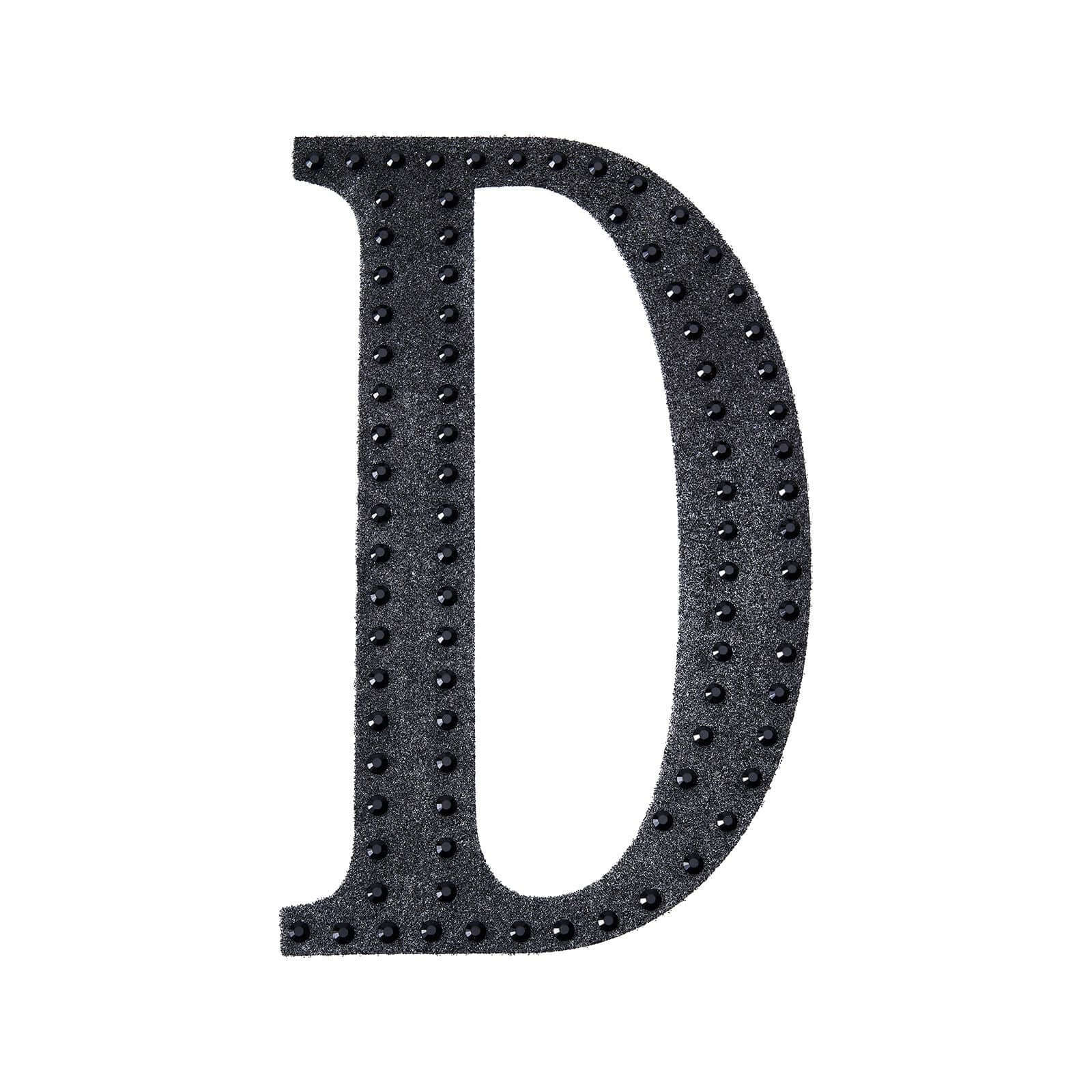 Decorative Rhinestone Alphabet "D" Letter Stickers 6", Black Glitter Adhesive Craft Letters - DIY Sparkle Embellishments - Image 6