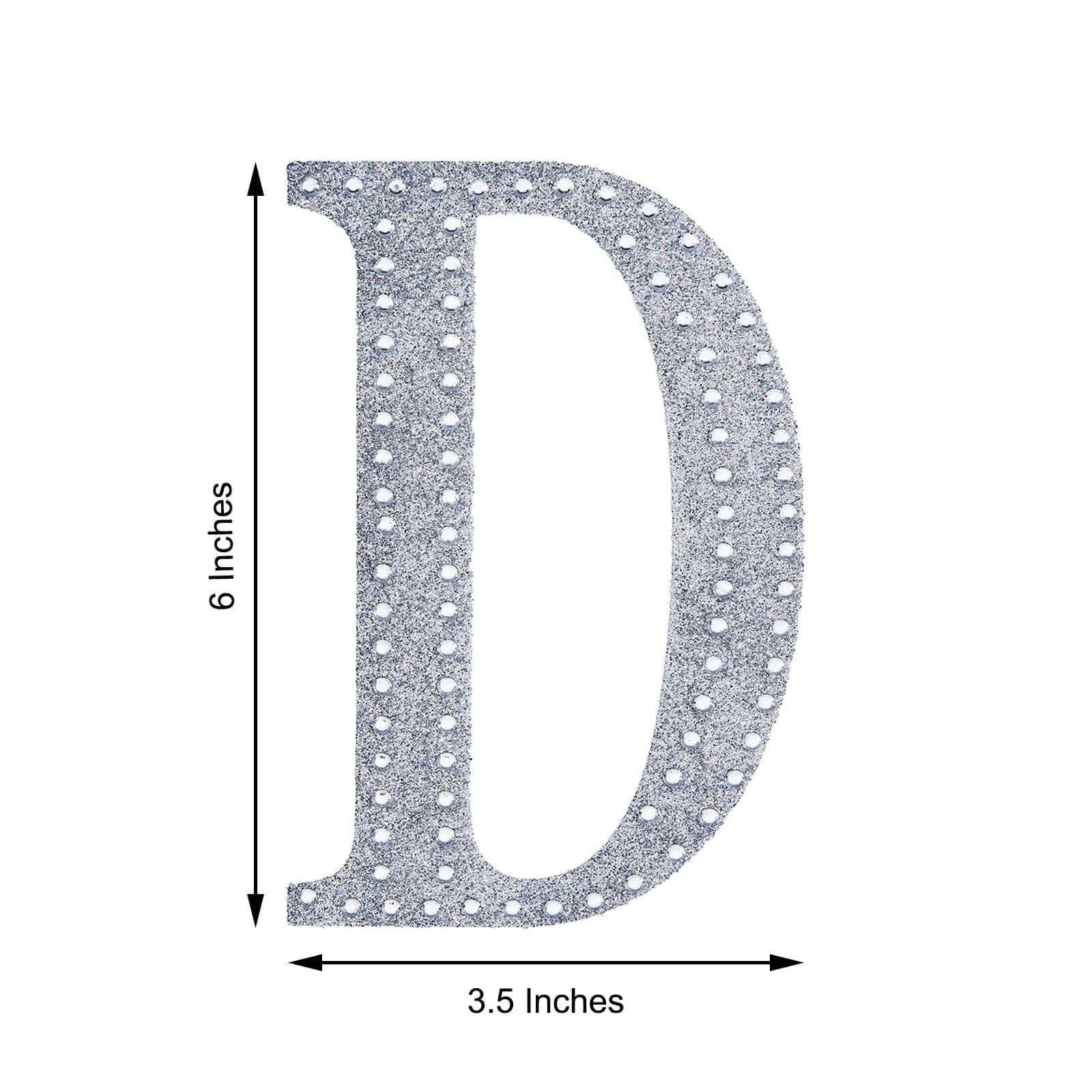 Decorative Rhinestone Alphabet "D" Letter Stickers 6", Silver Glitter Adhesive Craft Letters - DIY Sparkle Embellishments - Image 3