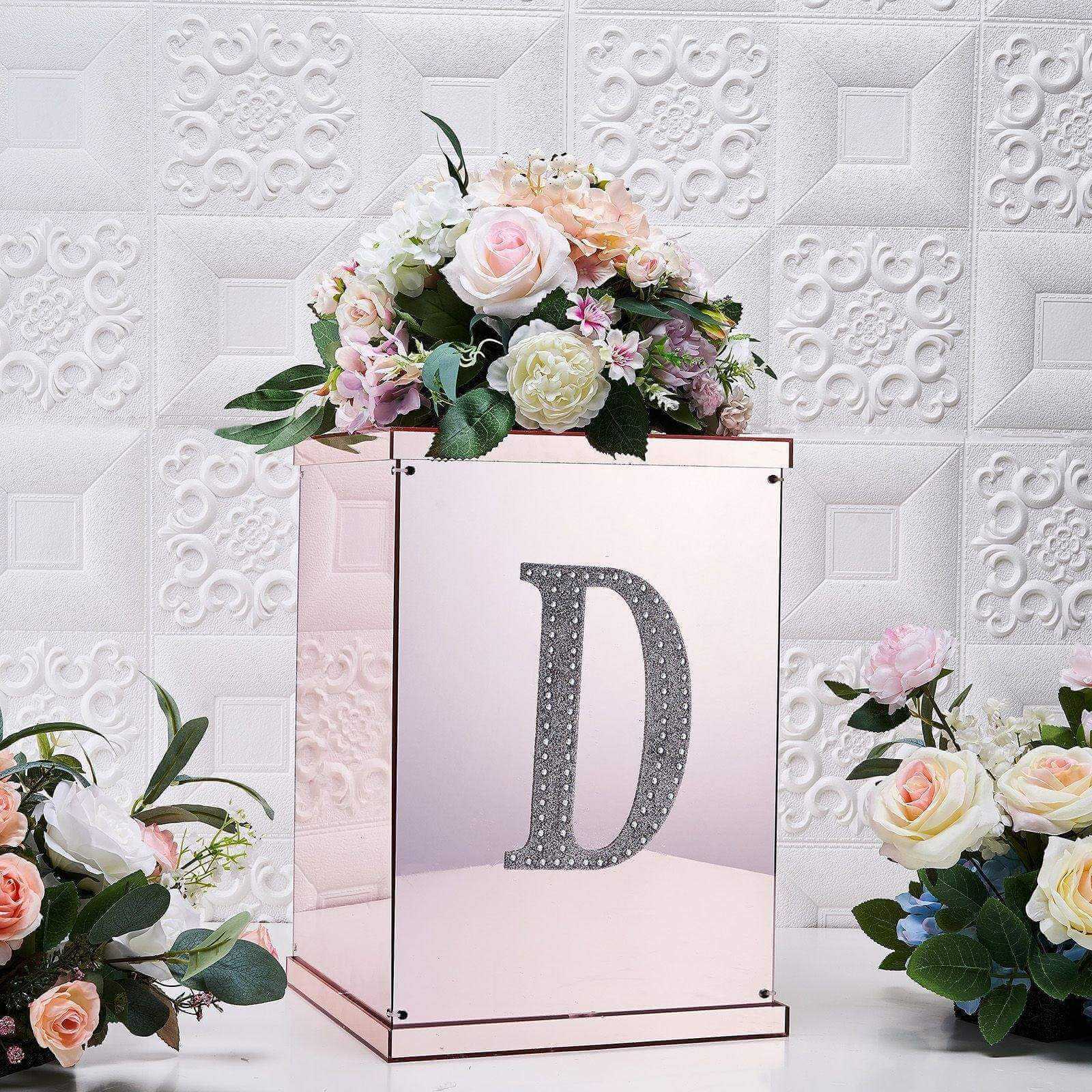 Decorative Rhinestone Alphabet "D" Letter Stickers 8", Silver Glitter Adhesive Craft Letters - DIY Sparkle Embellishments - Image 2