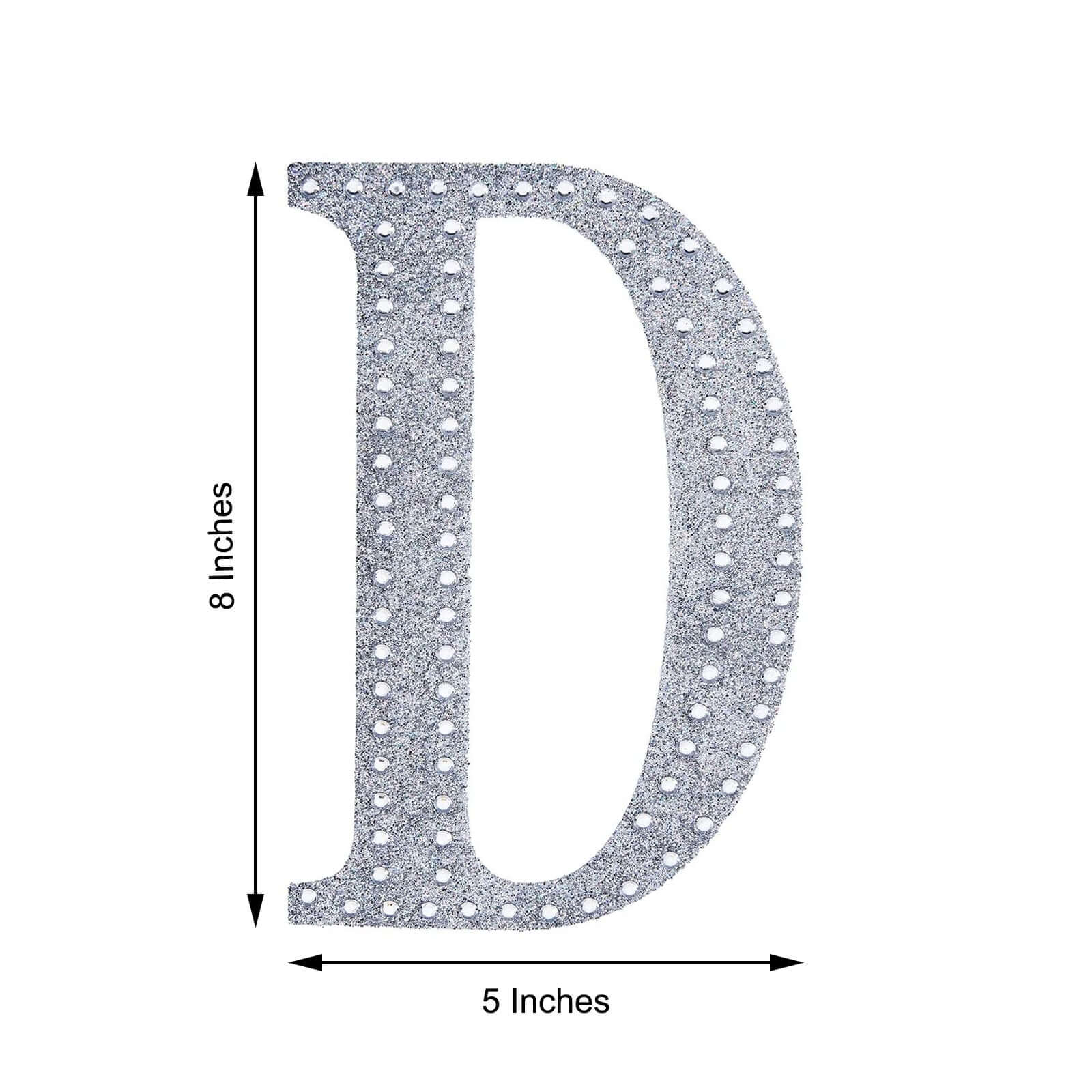 Decorative Rhinestone Alphabet "D" Letter Stickers 8", Silver Glitter Adhesive Craft Letters - DIY Sparkle Embellishments - Image 3