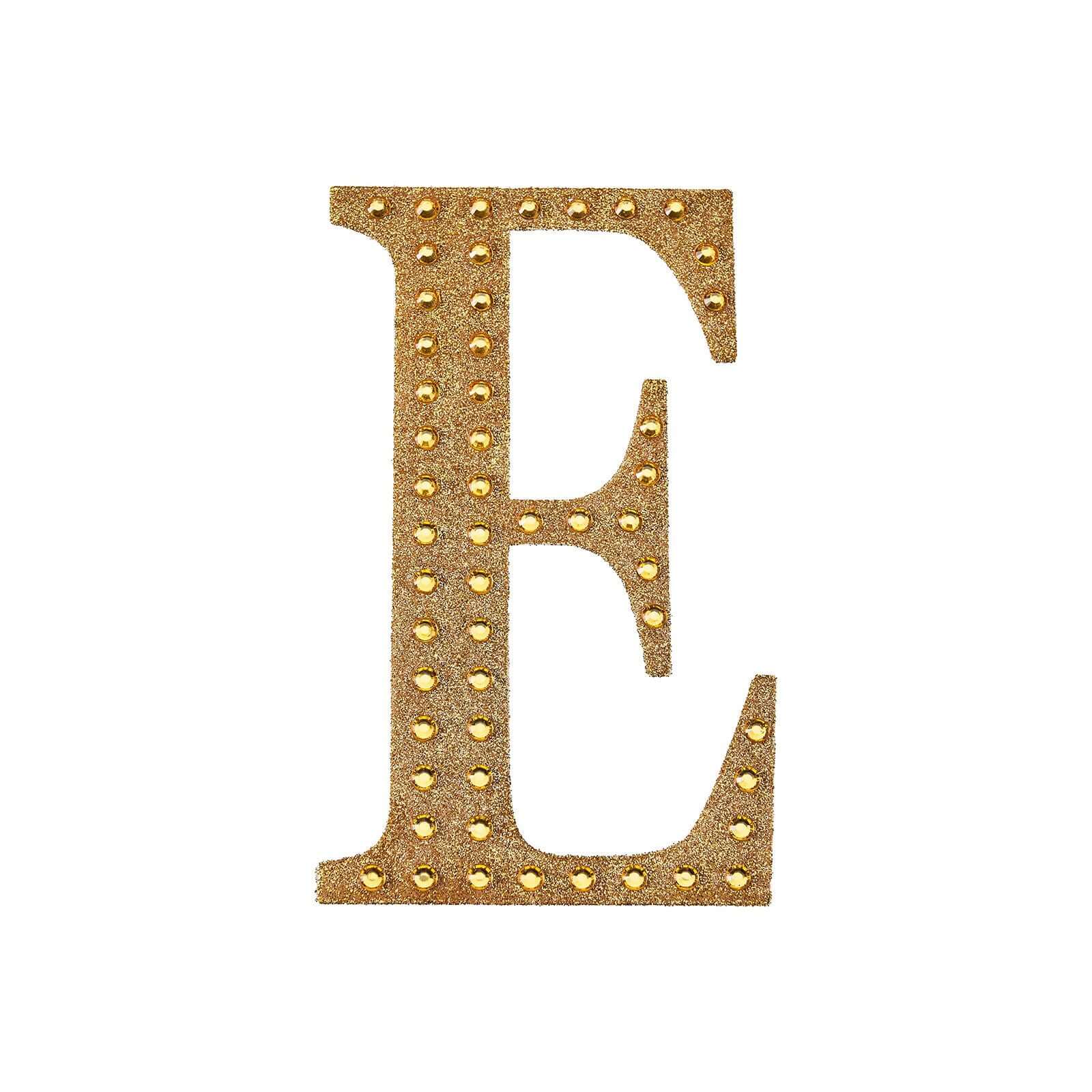 Decorative Rhinestone Alphabet "E" Letter Stickers 4", Gold Glitter Adhesive Craft Letters - DIY Sparkle Embellishments - Image 6