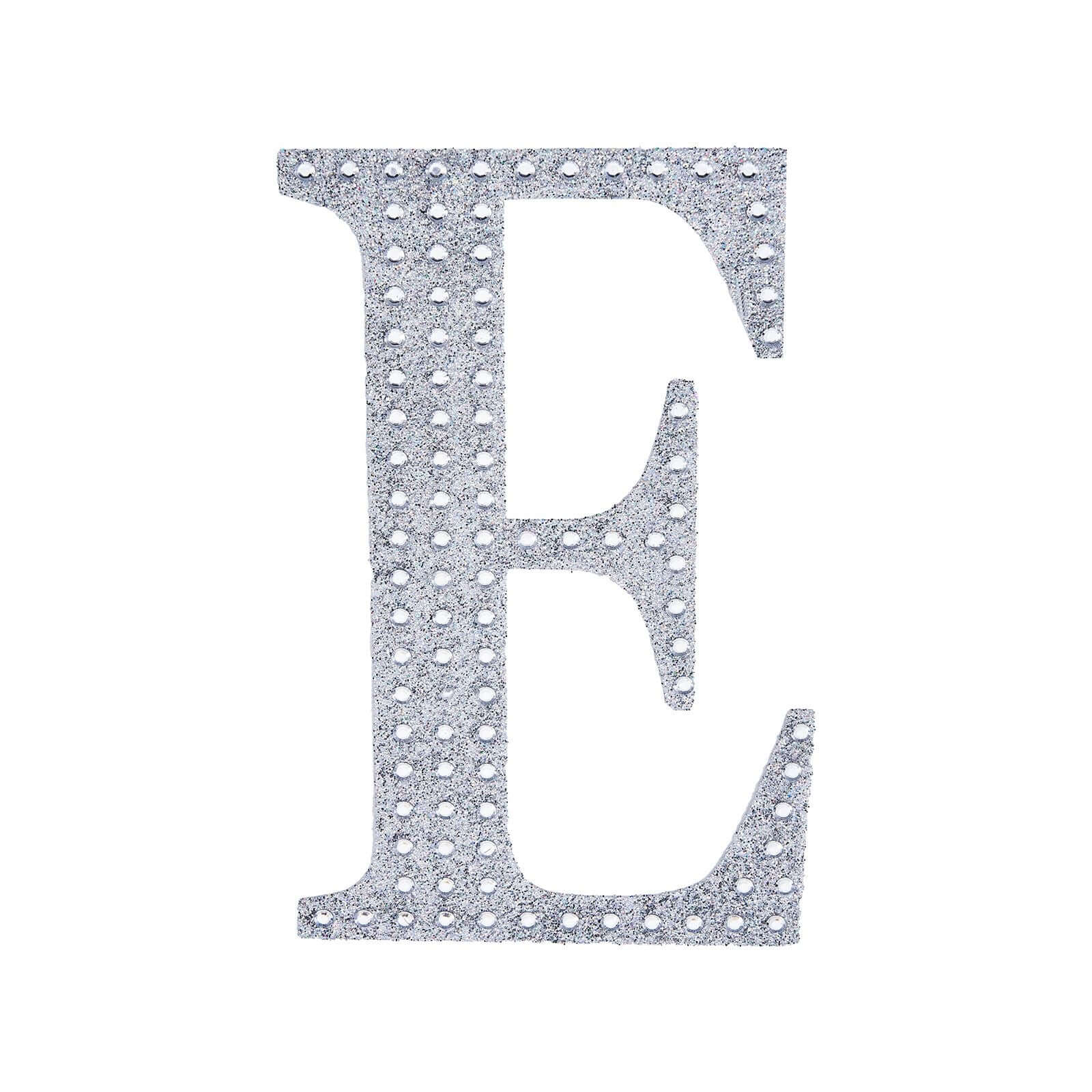Decorative Rhinestone Alphabet "E" Letter Stickers 4", Silver Glitter Adhesive Craft Letters - DIY Sparkle Embellishments - Image 6