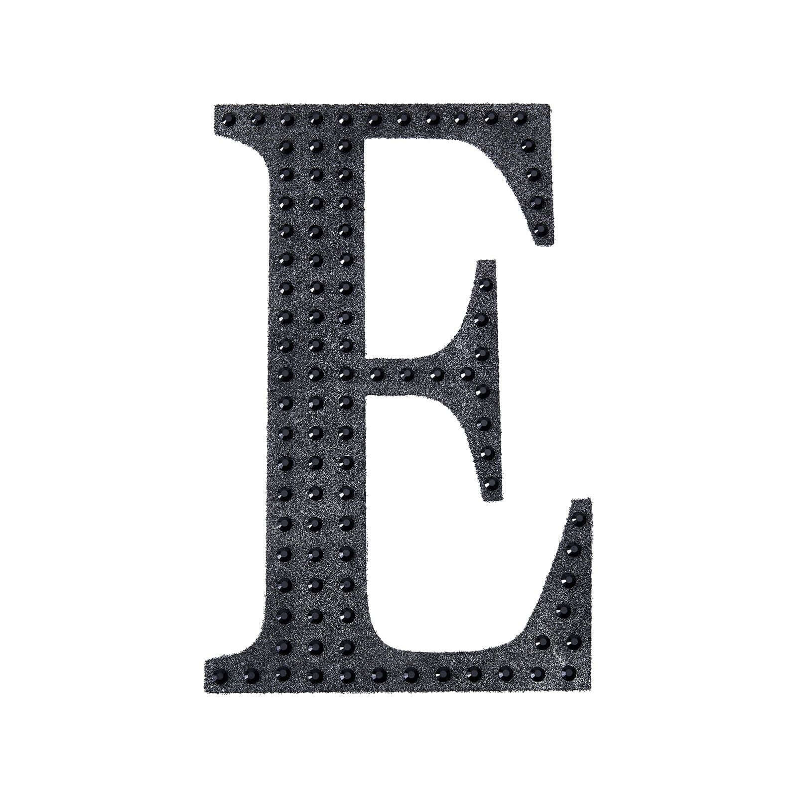 Decorative Rhinestone Alphabet "E" Letter Stickers 6", Black Glitter Adhesive Craft Letters - DIY Sparkle Embellishments - Image 5