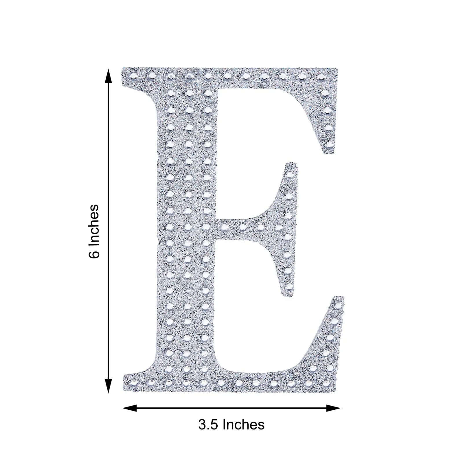 Decorative Rhinestone Alphabet "E" Letter Stickers 6", Silver Glitter Adhesive Craft Letters - DIY Sparkle Embellishments - Image 3