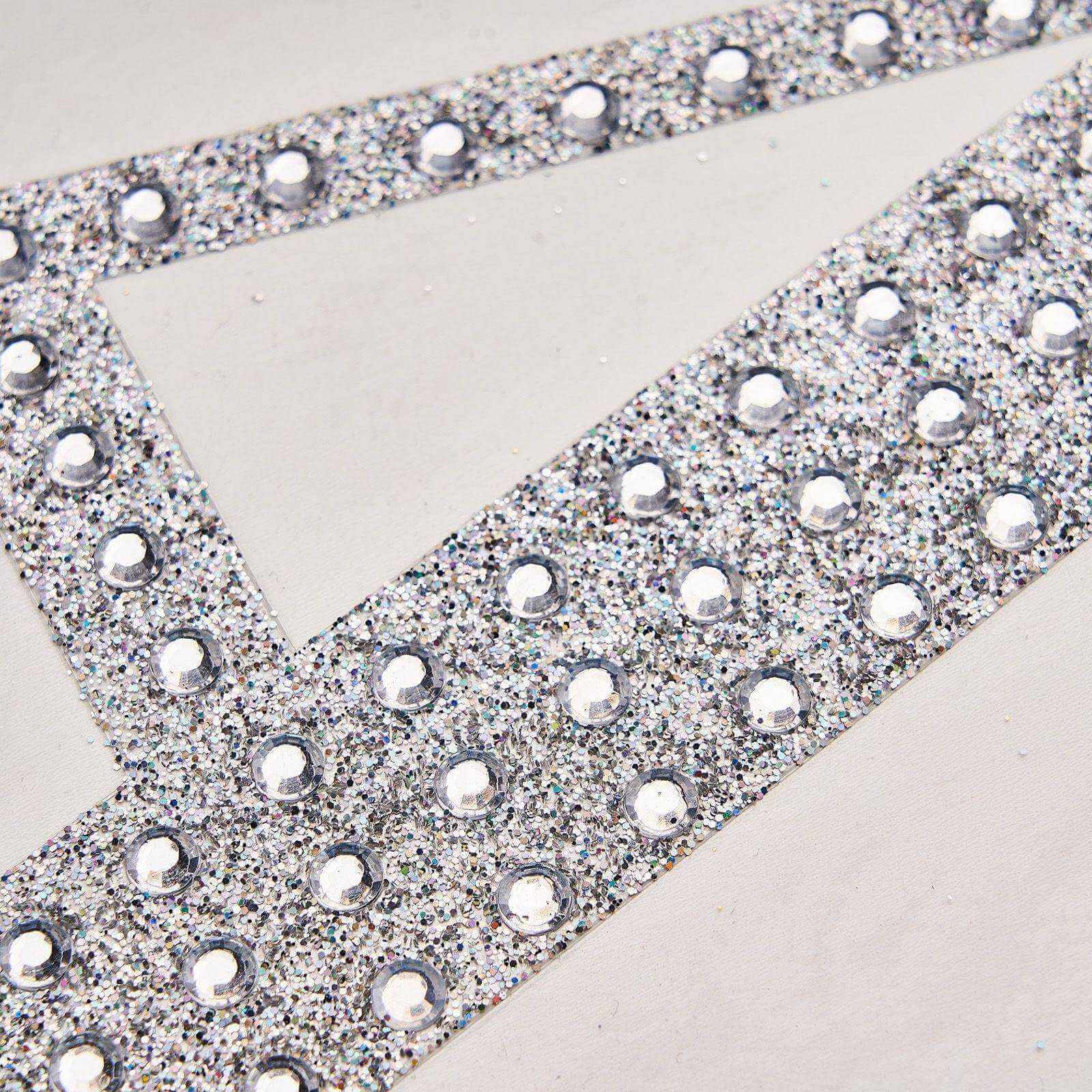Decorative Rhinestone Alphabet "E" Letter Stickers 6", Silver Glitter Adhesive Craft Letters - DIY Sparkle Embellishments - Image 7