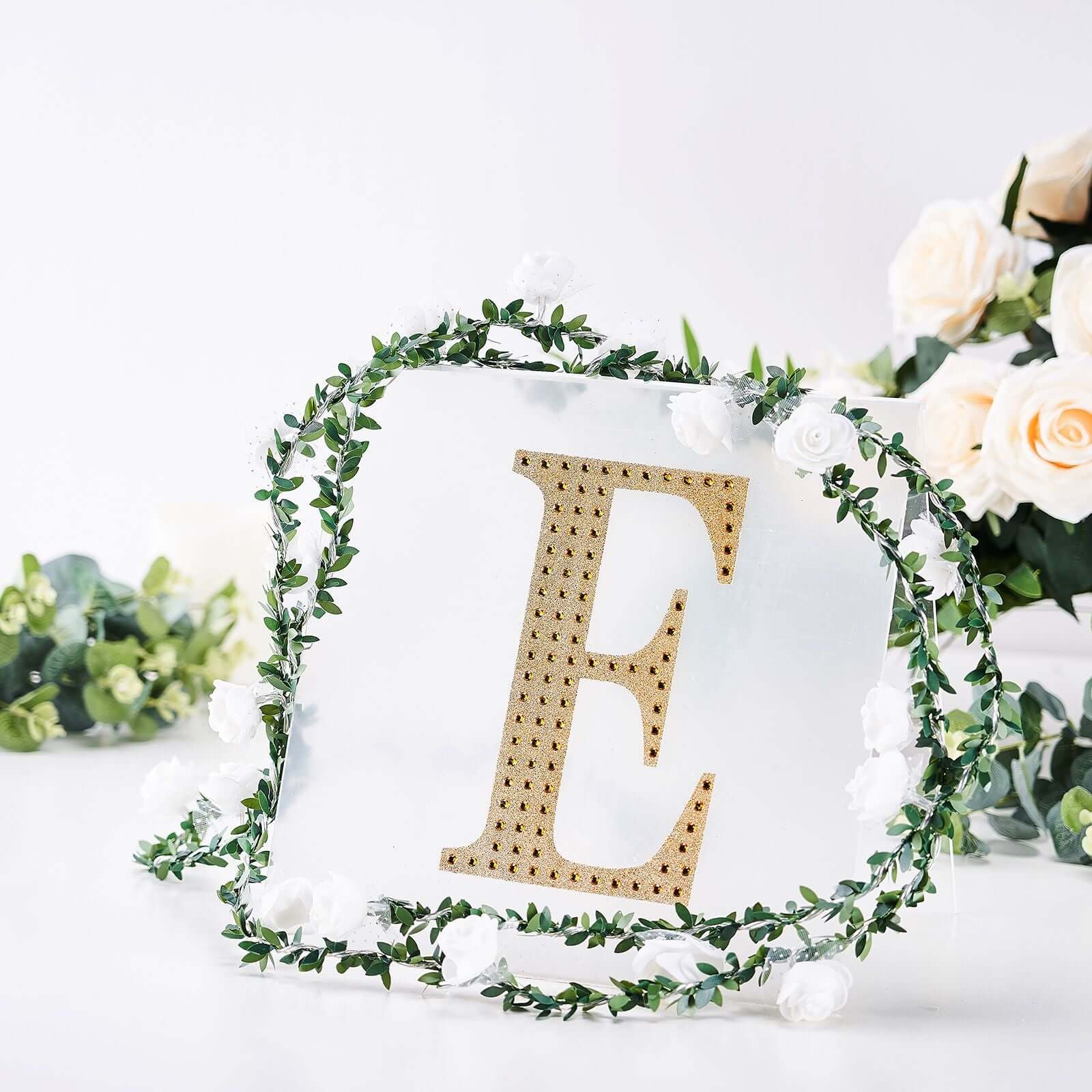 Decorative Rhinestone Alphabet "E" Letter Stickers 8", Gold Glitter Adhesive Craft Letters - DIY Sparkle Embellishments - Image 11