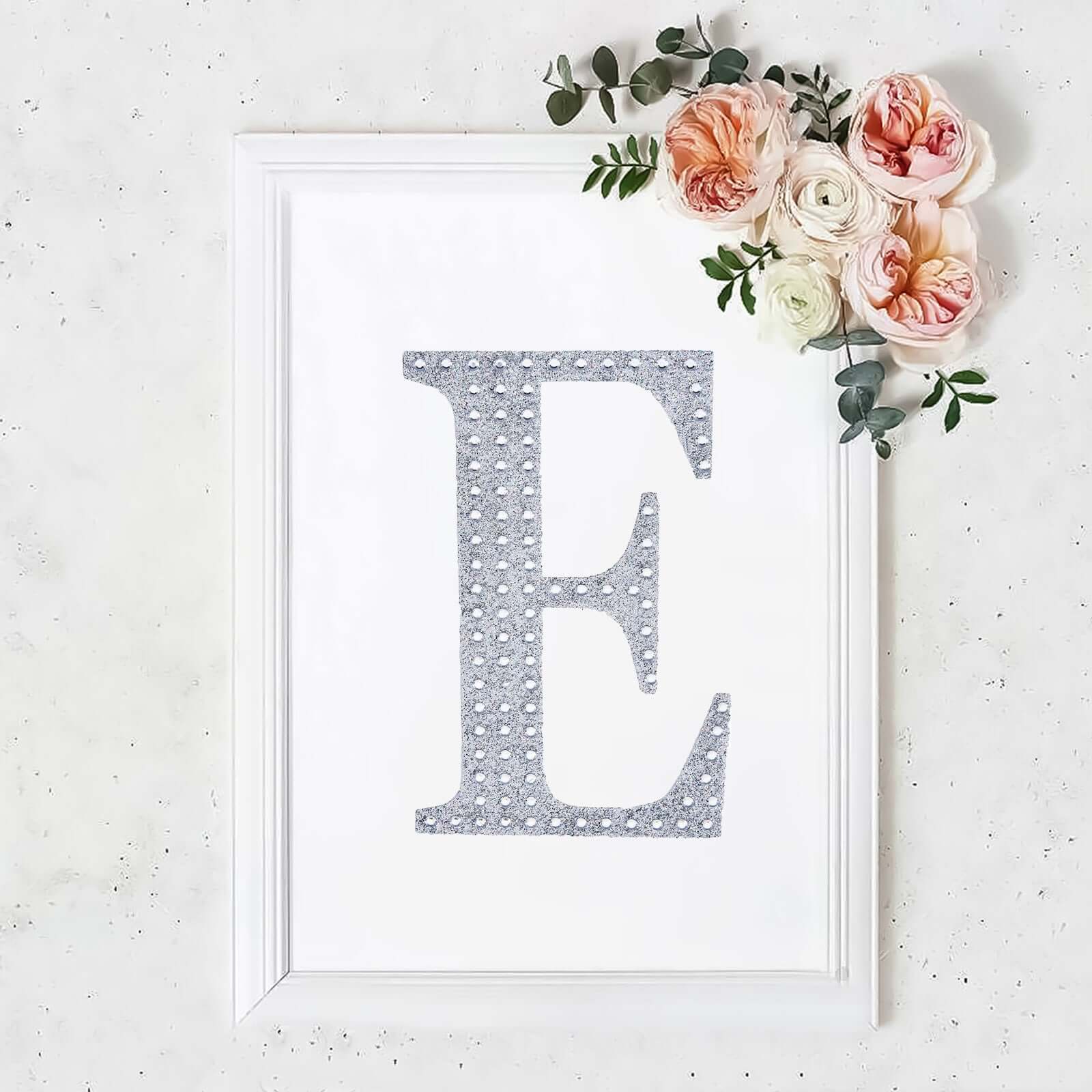 Decorative Rhinestone Alphabet "E" Letter Stickers 8", Silver Glitter Adhesive Craft Letters - DIY Sparkle Embellishments - Image 11
