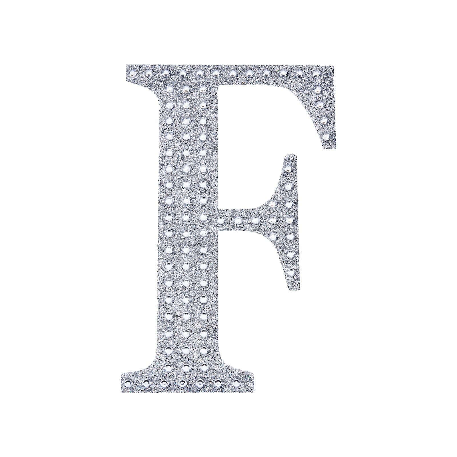 Decorative Rhinestone Alphabet "F" Letter Stickers 4", Silver Glitter Adhesive Craft Letters - DIY Sparkle Embellishments - Image 6
