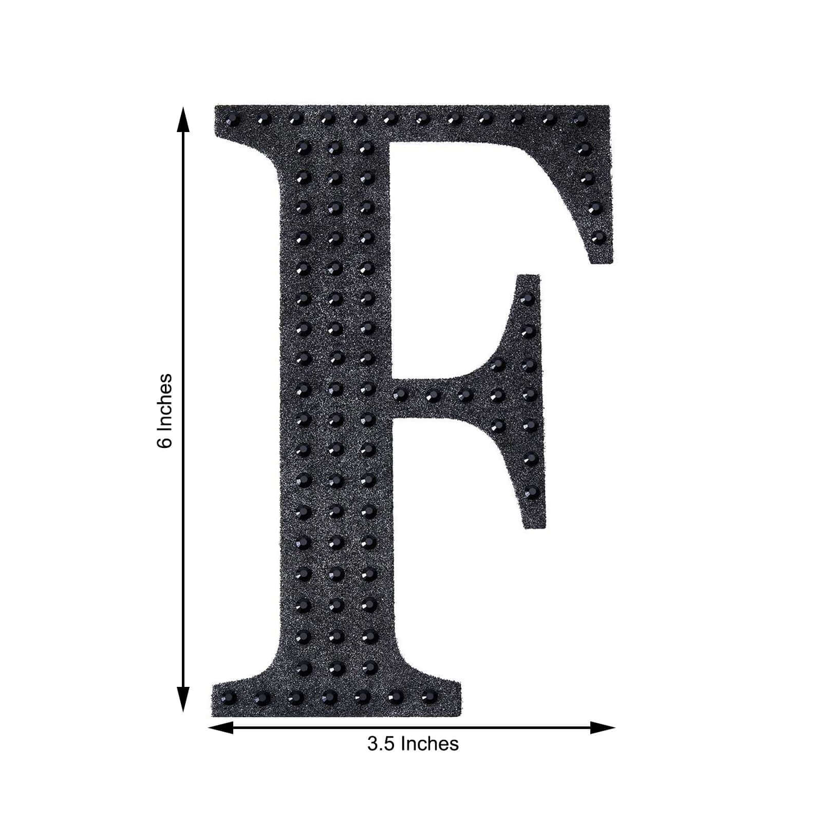 Decorative Rhinestone Alphabet "F" Letter Stickers 6", Black Glitter Adhesive Craft Letters - DIY Sparkle Embellishments - Image 3
